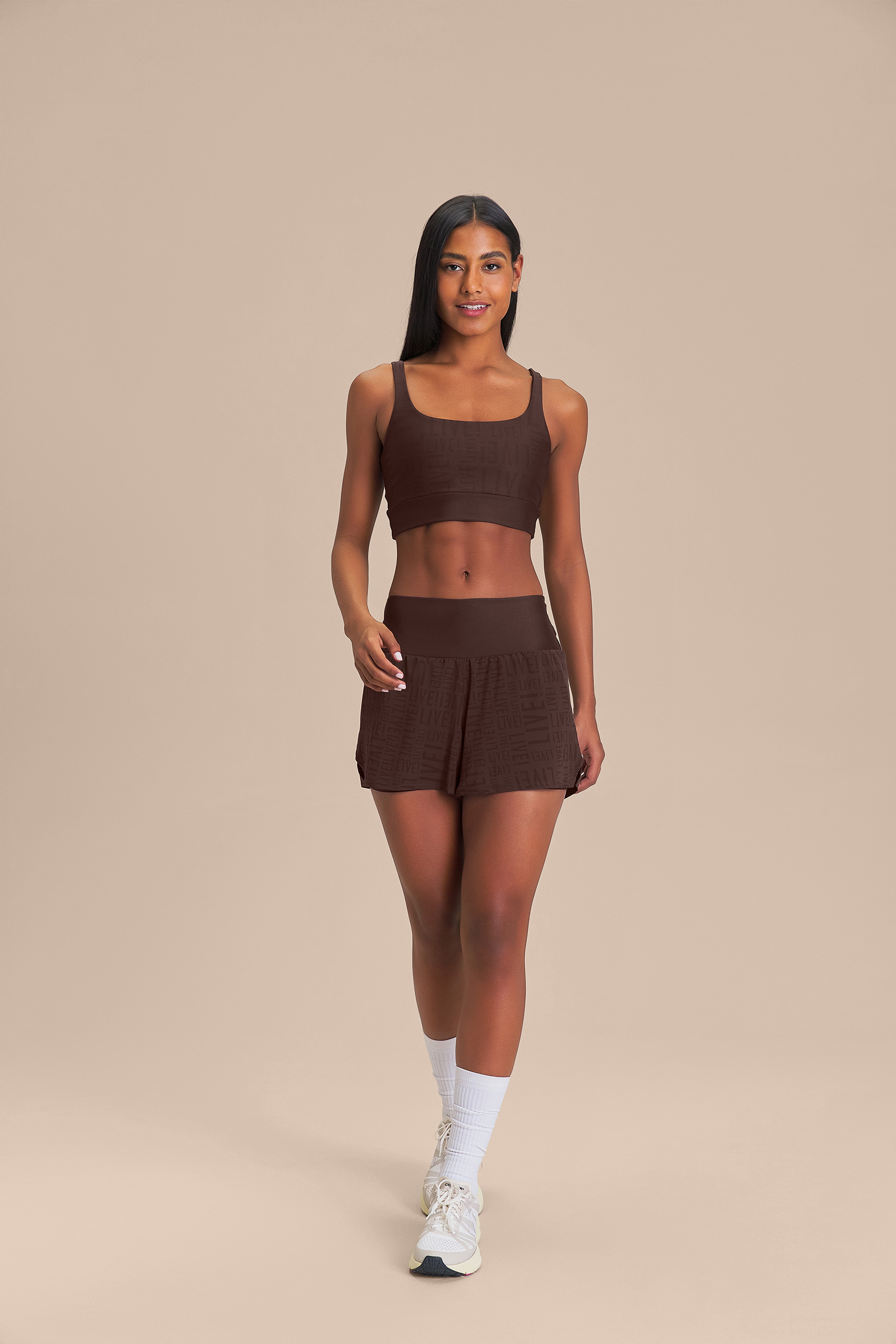 Shorts Run LIVE Cor:Marrom;Tamanho:P 3
