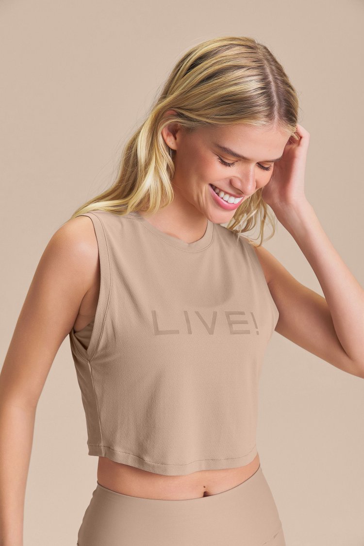 Regata Cropped LIVE Comfort Cor:Bege;Tamanho:M 1
