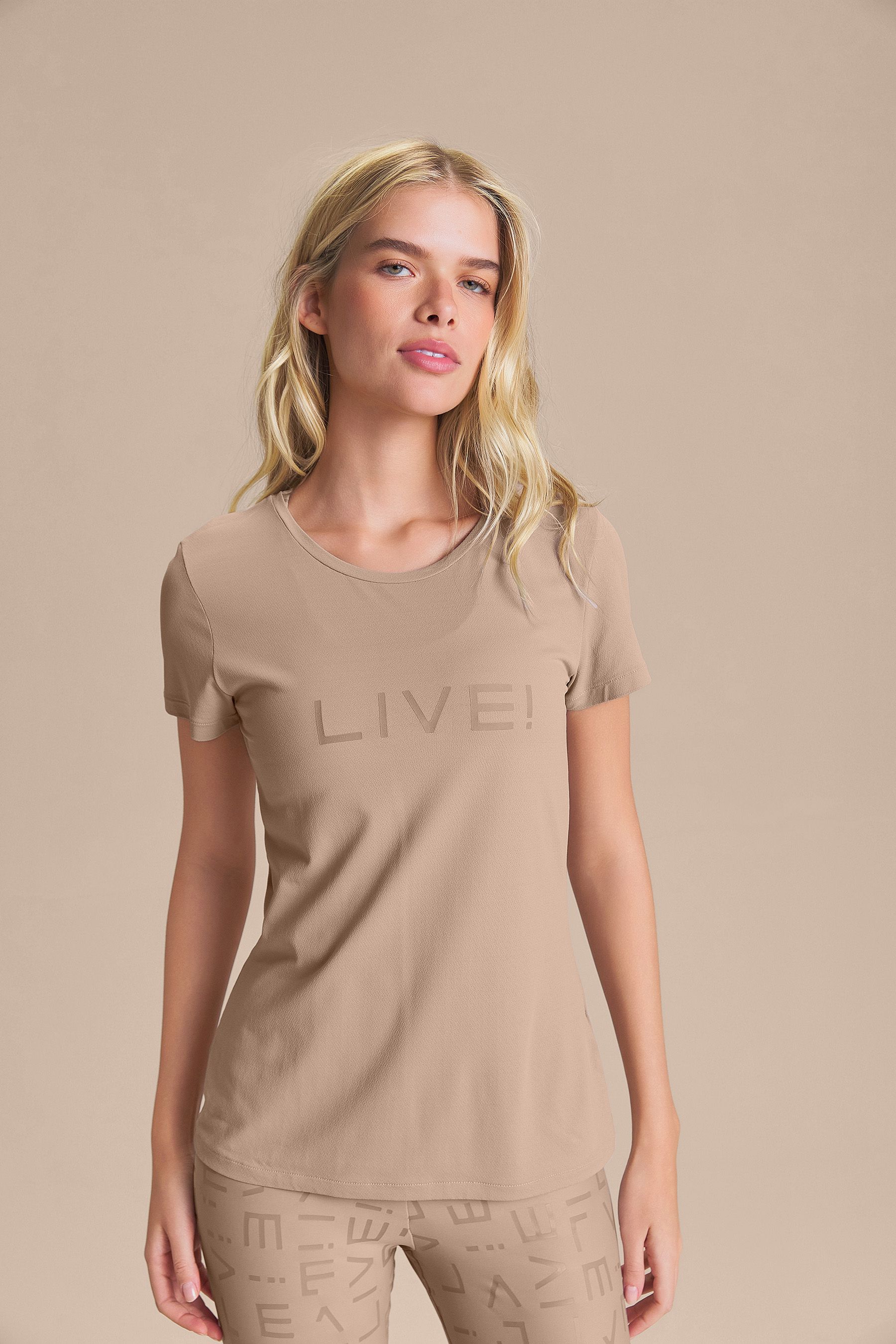 Camiseta LIVE Comfort Cor:Bege;Tamanho:G 1