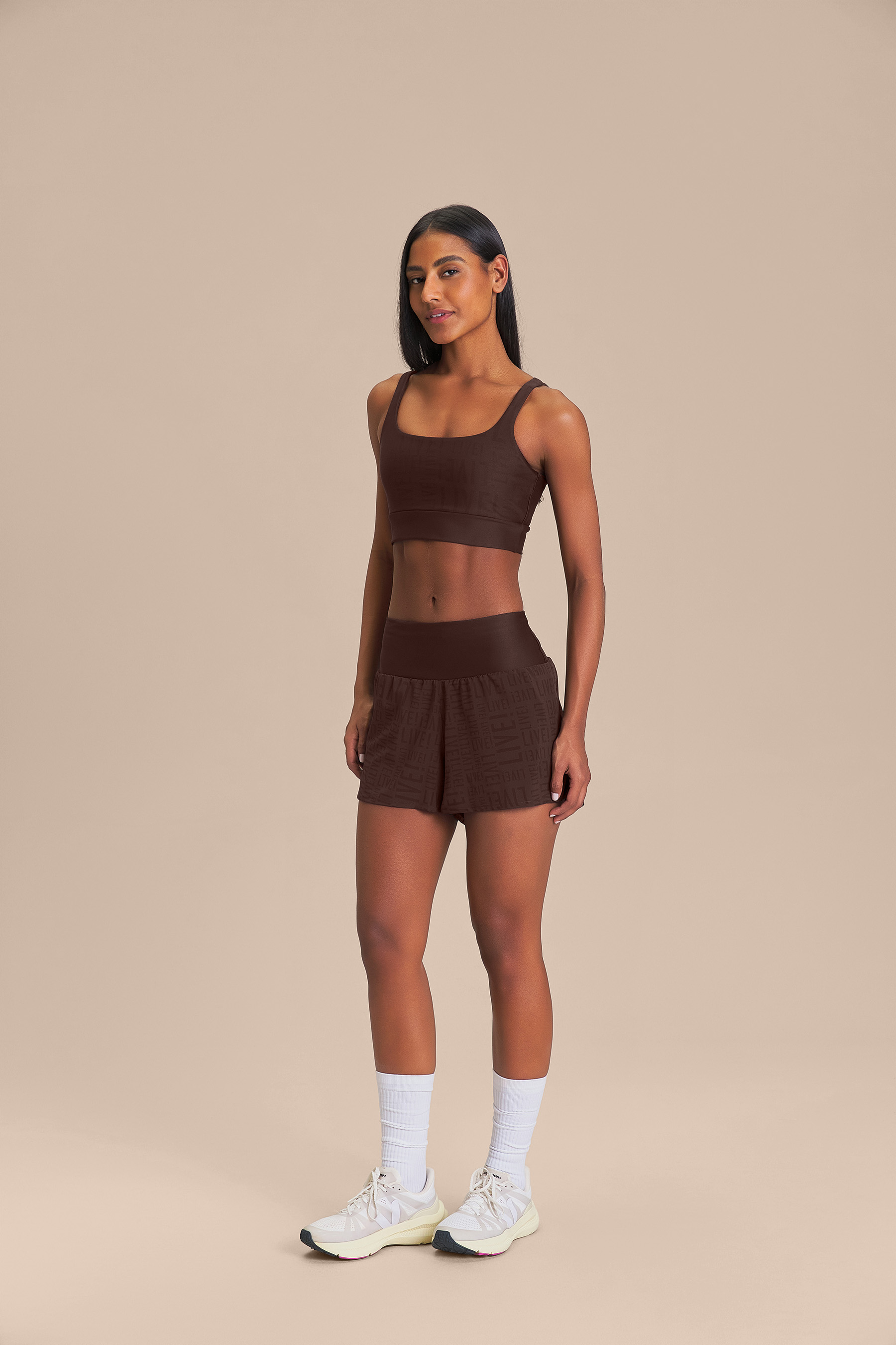Shorts Run LIVE Cor:Marrom;Tamanho:M 1