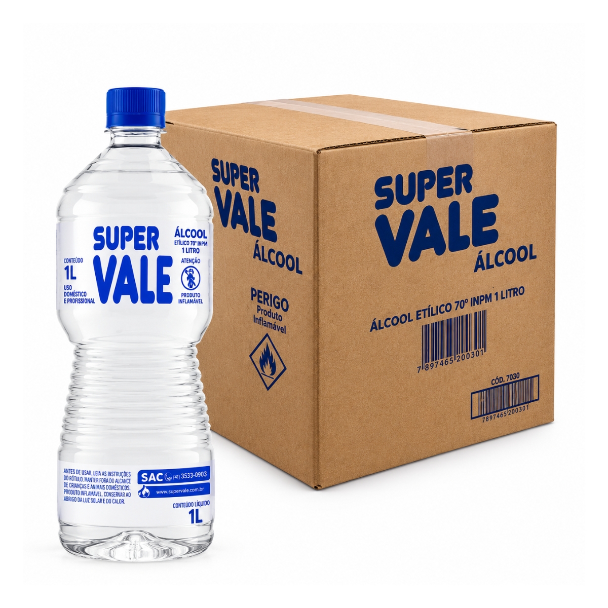 ALCOOL LÍQUIDO 70 SUPERVALE 12X1L