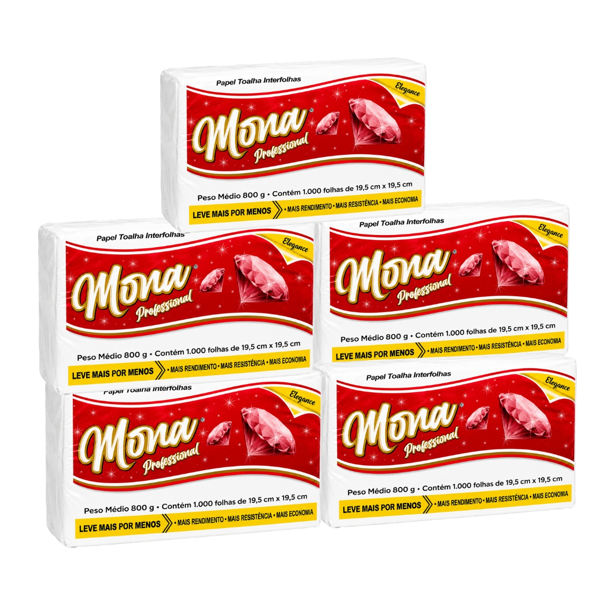 PAPEL TOALHA INTERFOLHAS 20X20 MONA VERMELHO 5PCTx1000fls