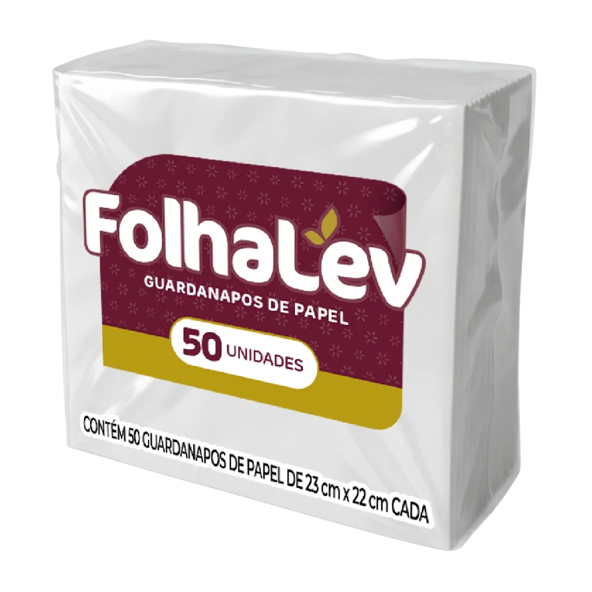GUARDANAPO FOLHALEV FOLHA SIMPLES 23X22cm C/ 50UN