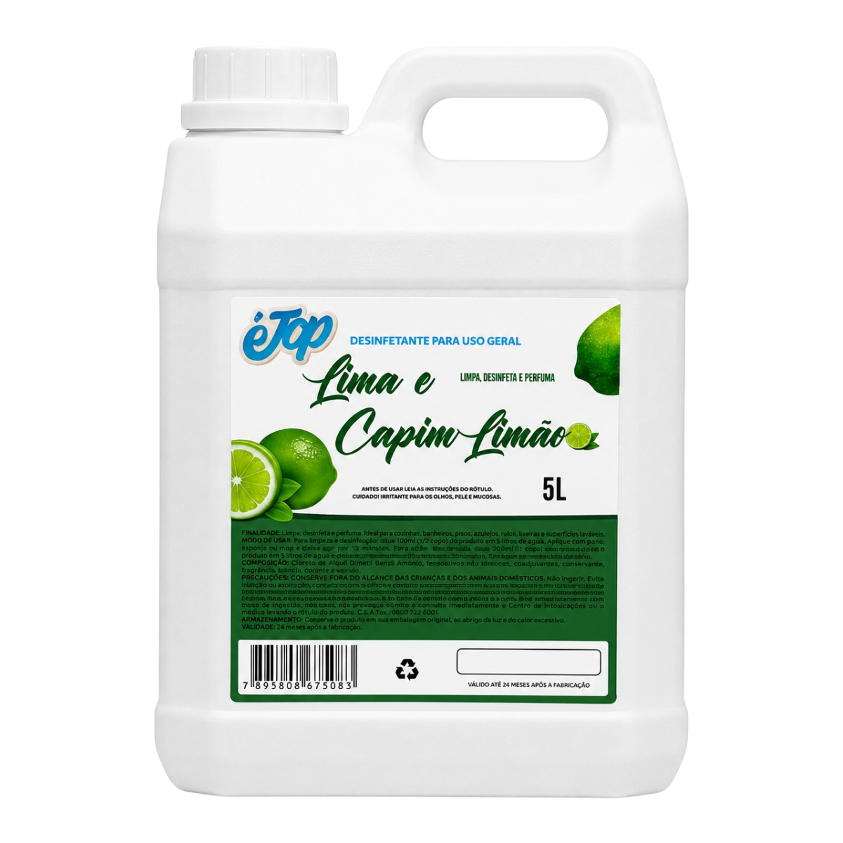 DESINFETANTE PERFUMADO LIMA CAPIM-LIMÃO É TOP 5L