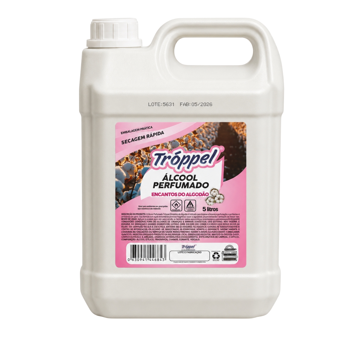 ÁLCOOL PERFUMADO ENCANTOS DE ALGODÃO 5L TROPPEL