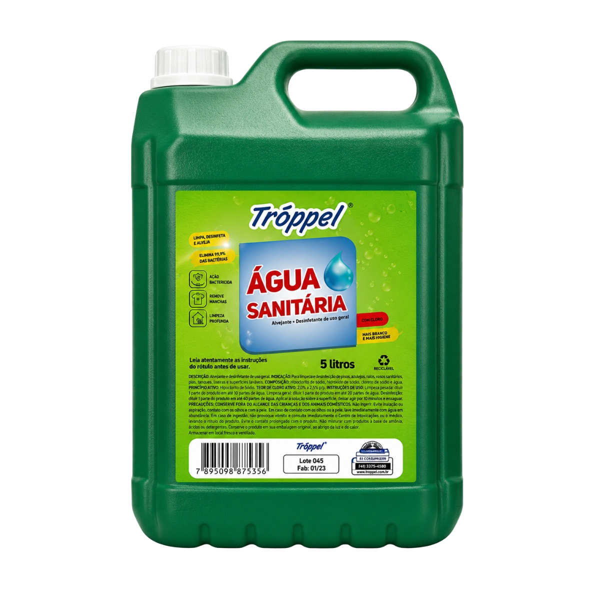 ÁGUA SANITÁRIA TROPPEL 5L