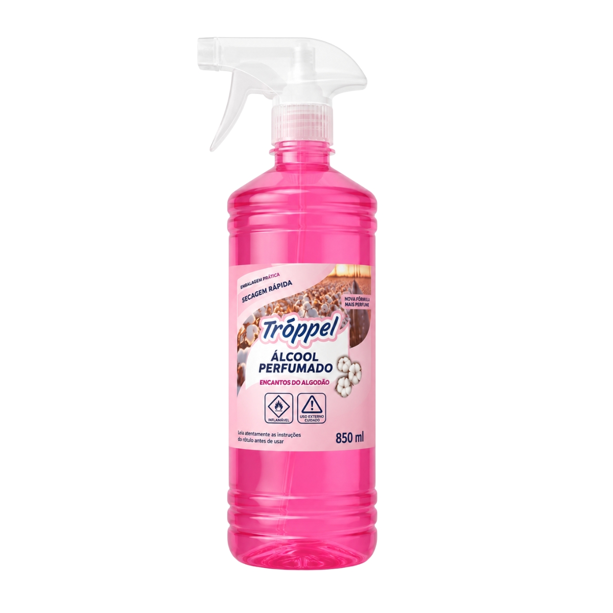 ÁLCOOL PERFUMADO ENCANTOS DE ALGODÃO 850ML TROPPEL
