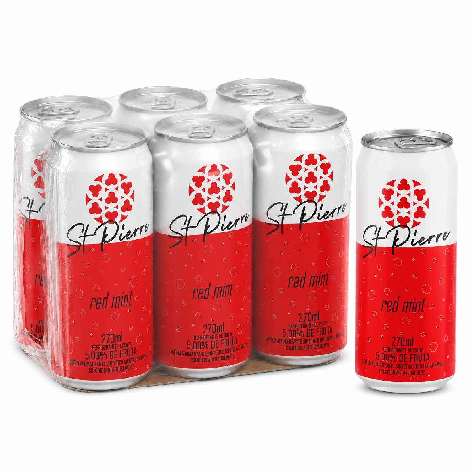 Kit 6 Bebida Zero ST PIERRE Red Mint 310ml