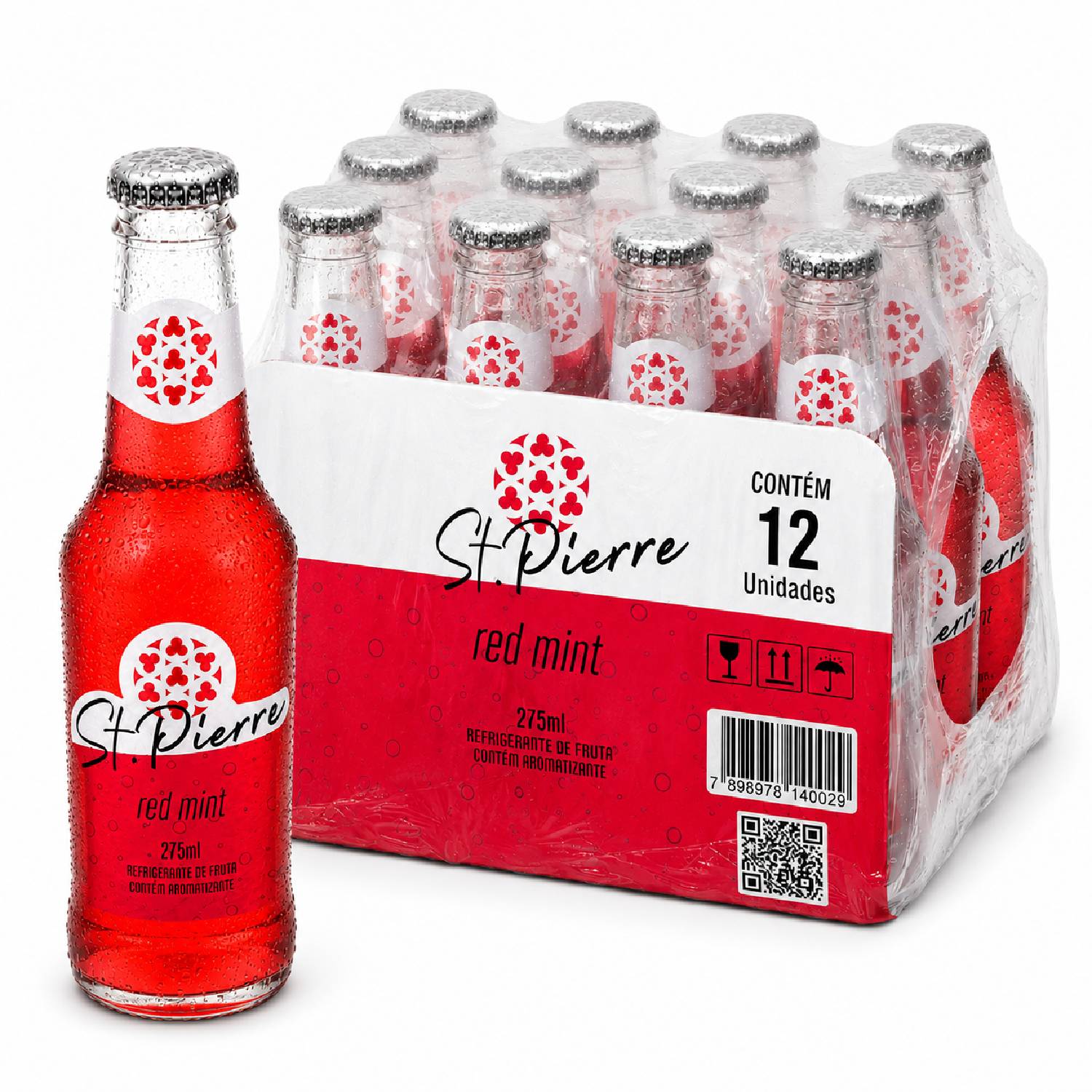 Kit 12 Refrigerante Red Mint ST PIERRE 275ml L Neck