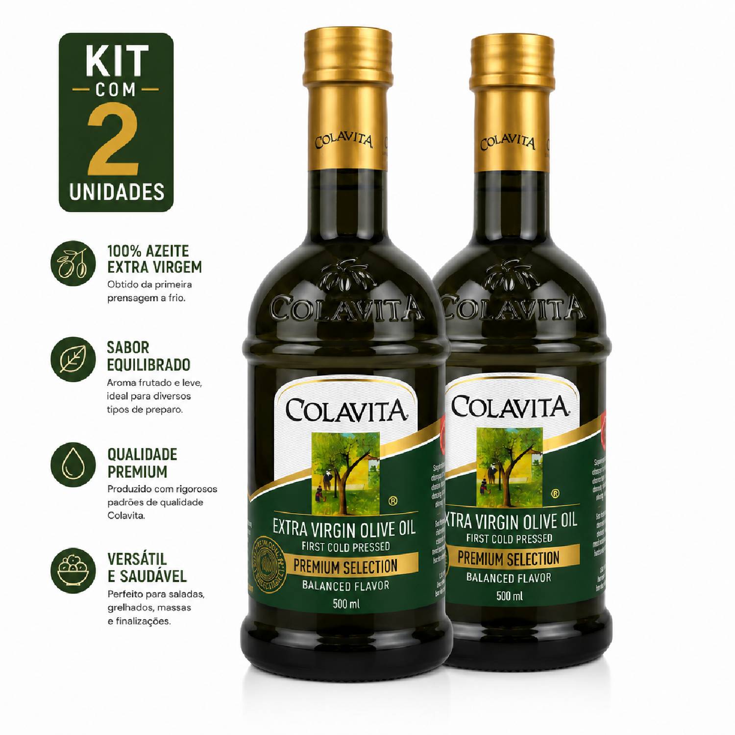 Kit 2 Azeite Extra Virgem de Oliva COLAVITA 500ml