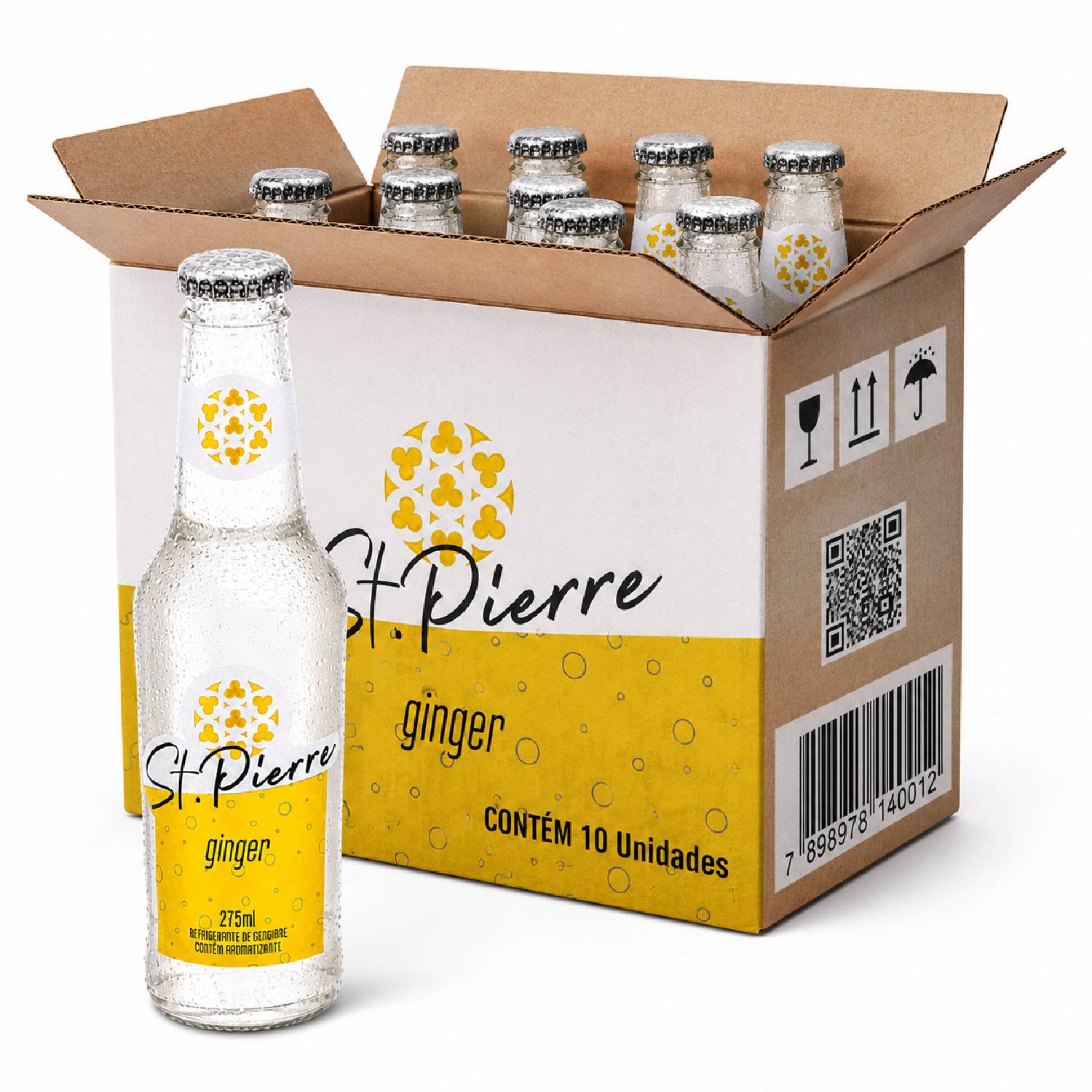 Kit 10 Refrigerante Gengibre ST PIERRE Ginger 275ml L Neck