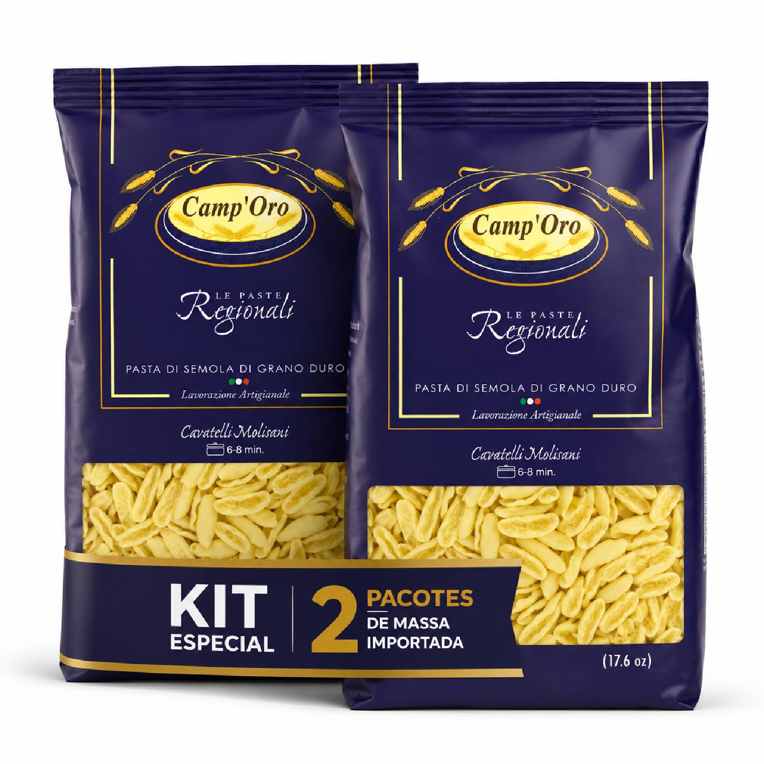 Kit 2 Macarrão Cavatelli Molisani Grano Duro CAMP'ORO 500g