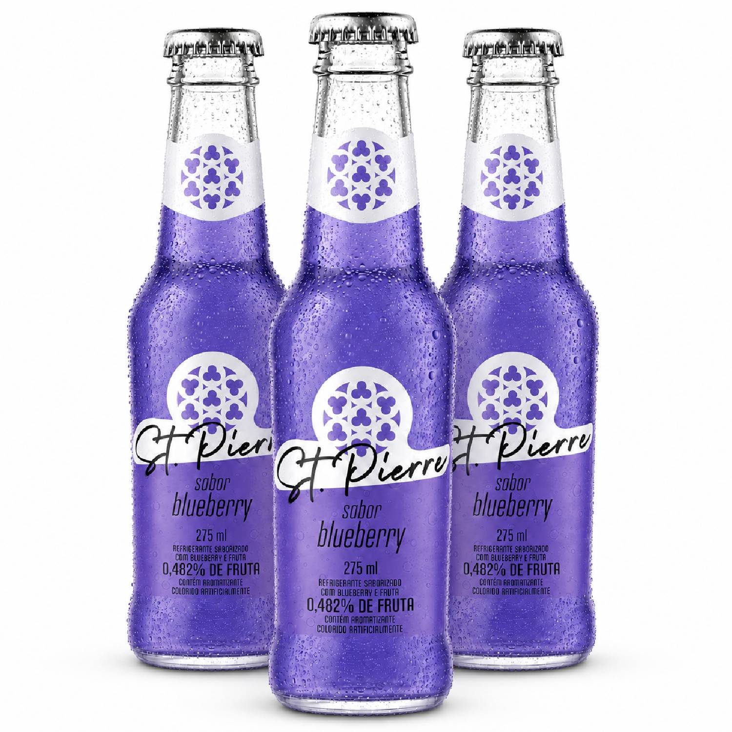 Kit 3 Refrigerante Blueberry ST PIERRE Long Neck 275ml