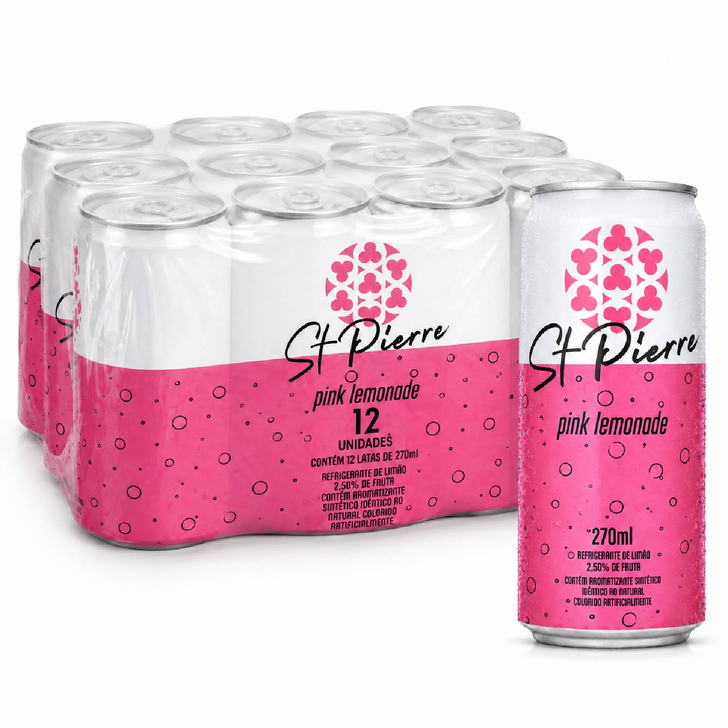 Kit 12 Refrigerante Pink Lemonade St PIERRE Lata 270ml