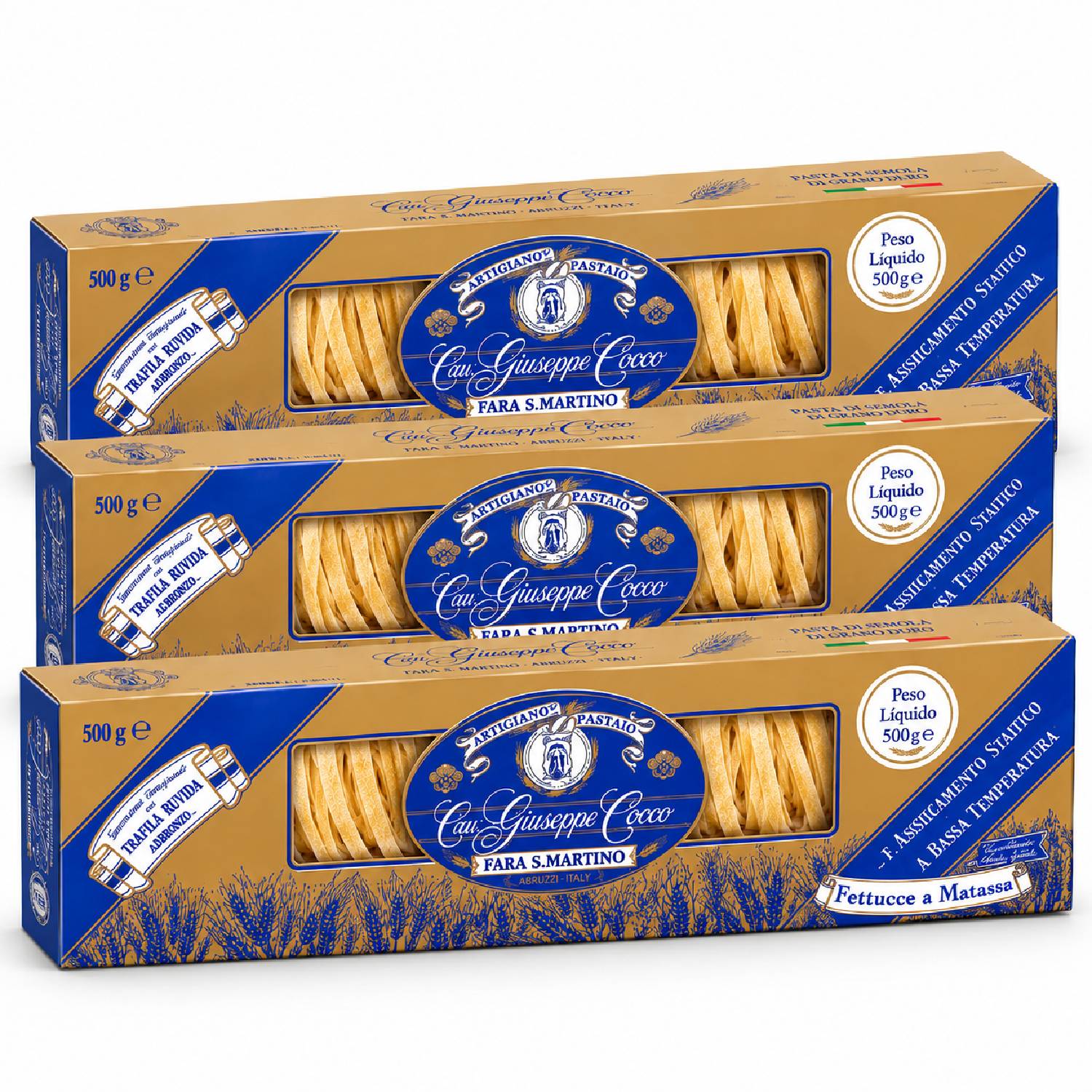 Kit 3 Massa Fettucce Antica Giuseppe Cocco Italiana 500g
