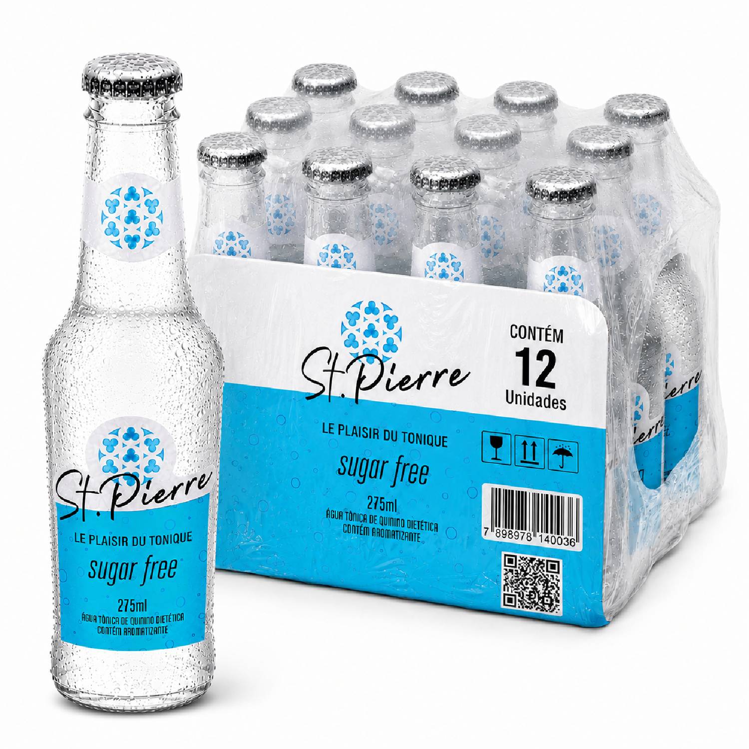 Kit 12 Água Tônica Sugar Free ST PIERRE 275ml Long Neck