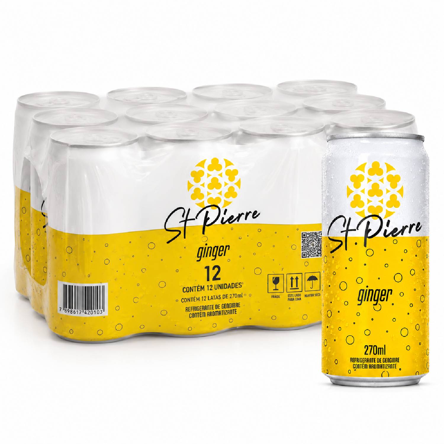 Kit 12 Refrigerante de Gengibre St Pierre Ginger 270ml Lata