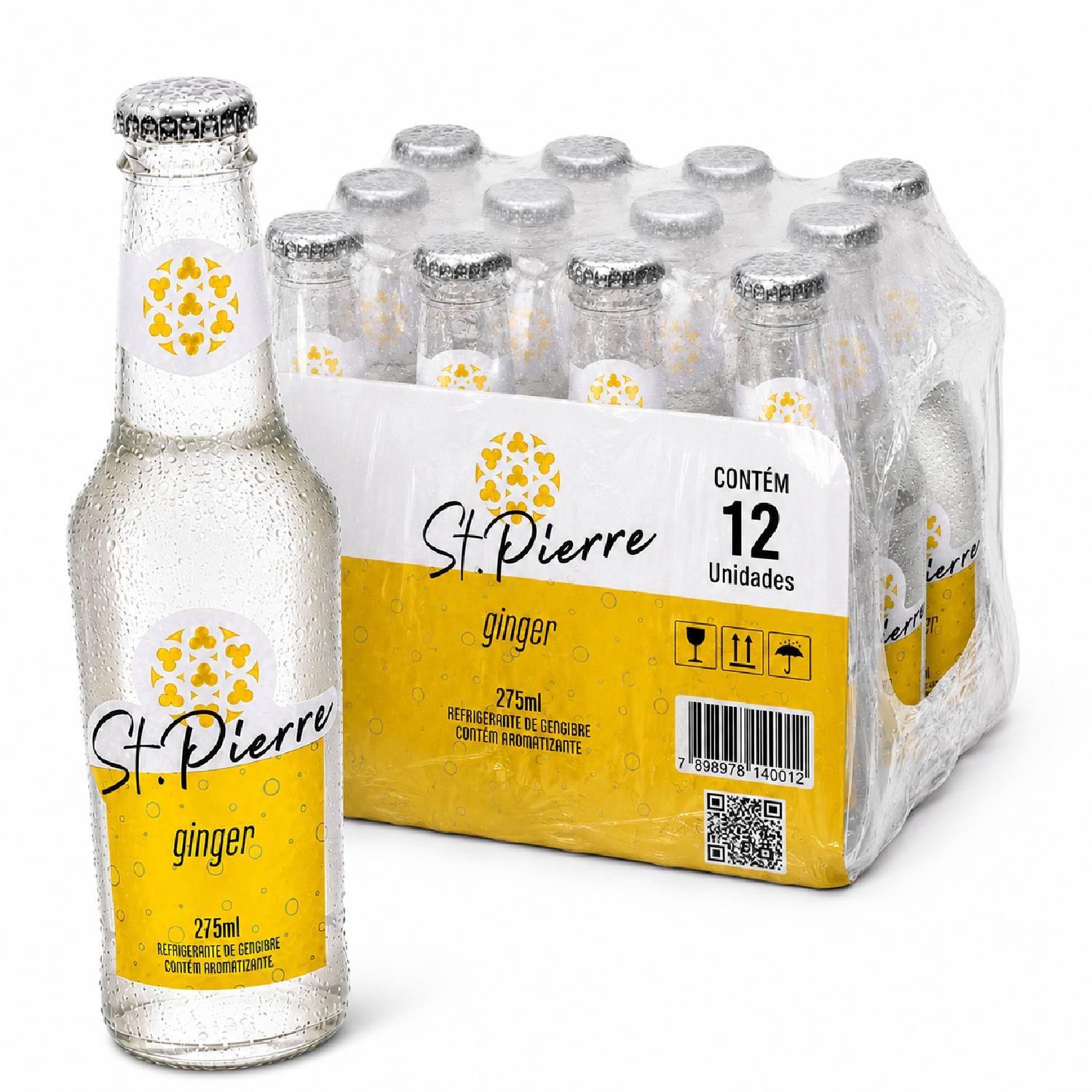 Kit 12 Refrigerante Gengibre ST PIERRE Ginger 275ml L Neck