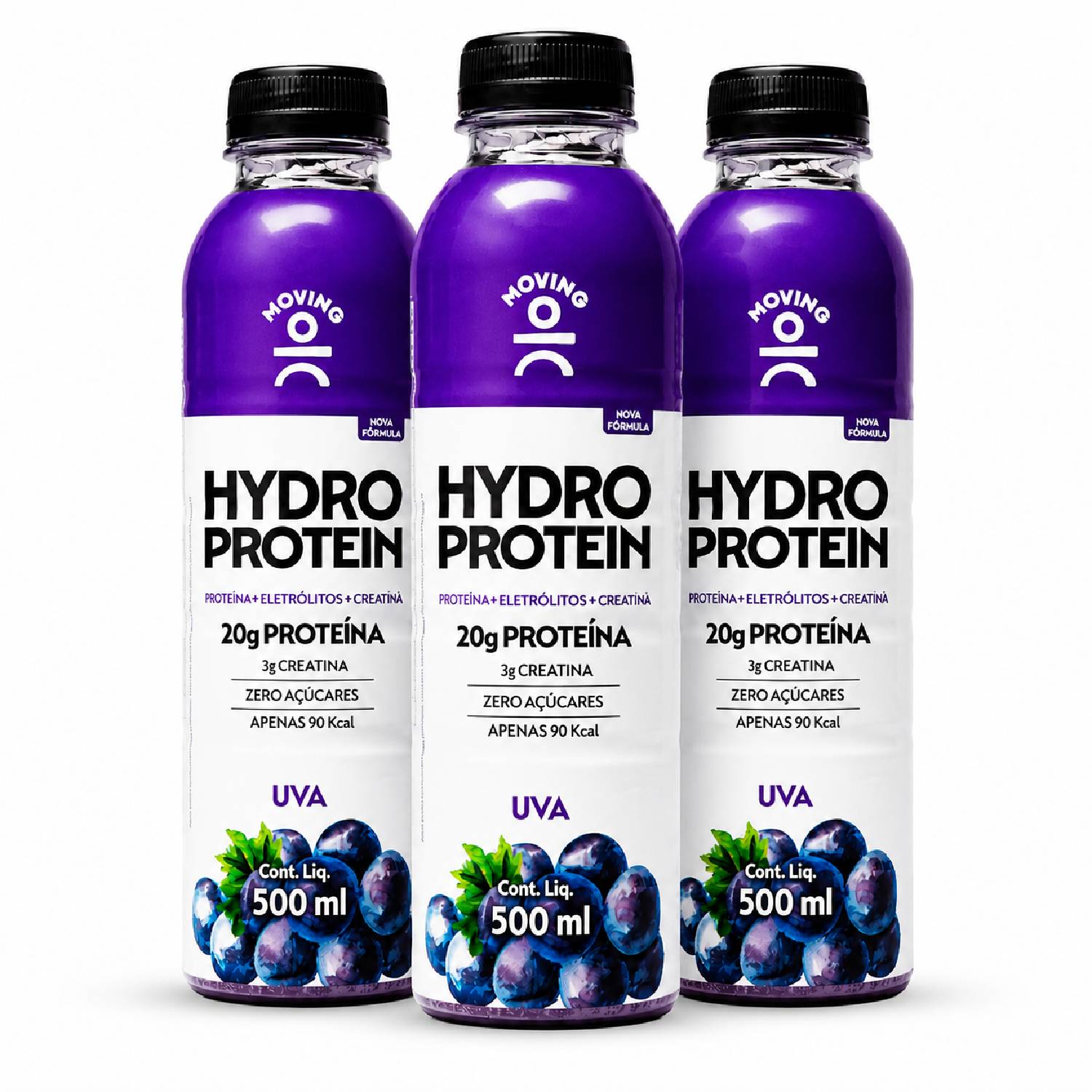 Kit 3 Bebida MOVING Hydro Protein 20g Uva Zero 500ml