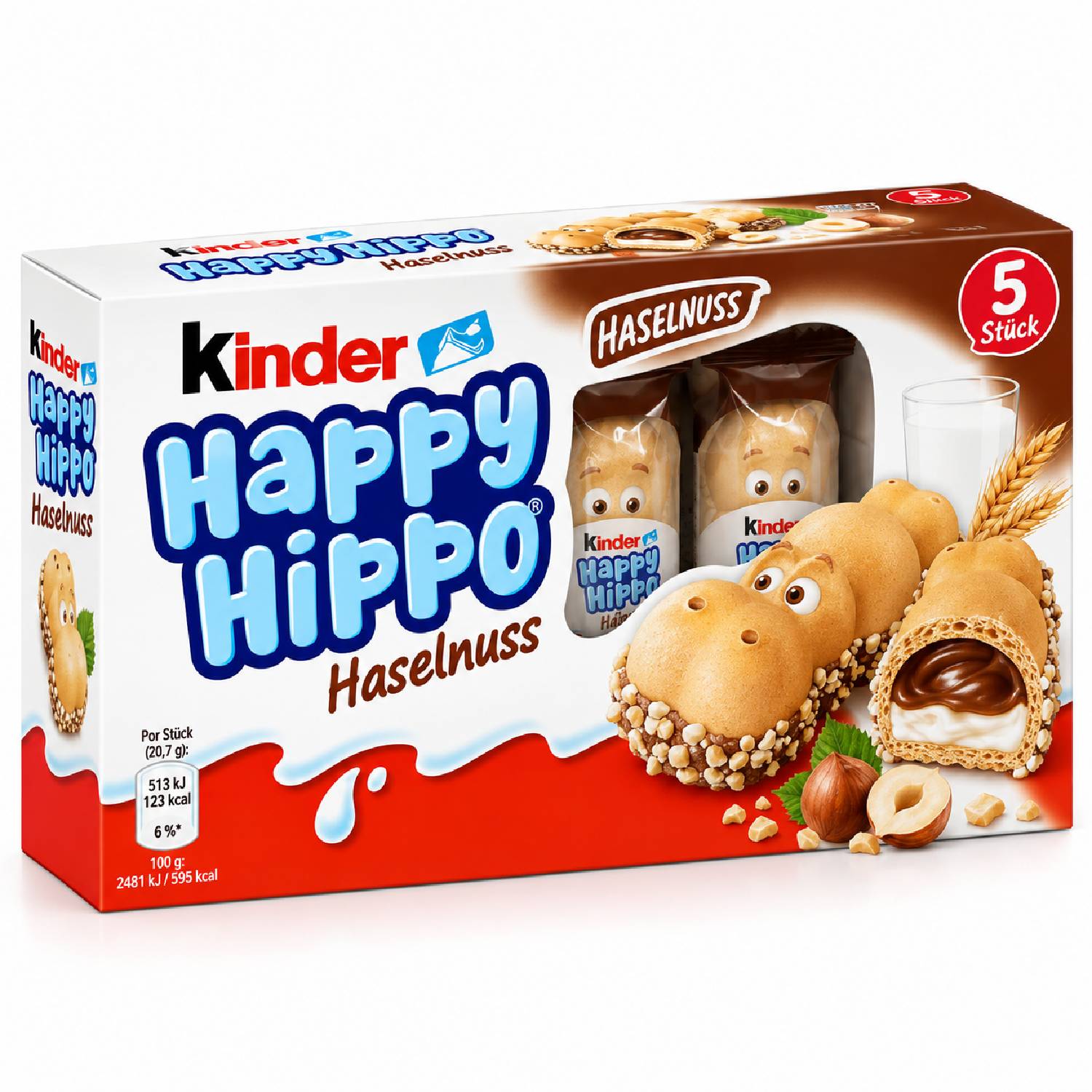Wafer Kinder Happy Hippo Avelã Haselnuss 103,5g