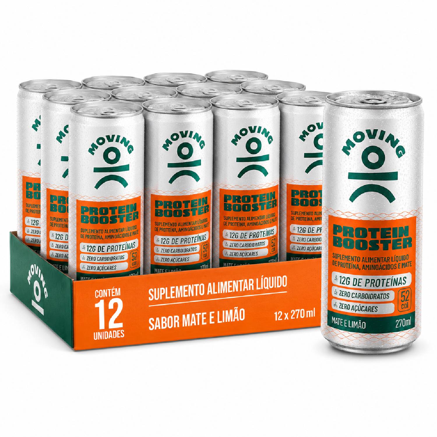 Kit 12 Bebida Protein Booster MOVING PRO Mate & Limão 310ml