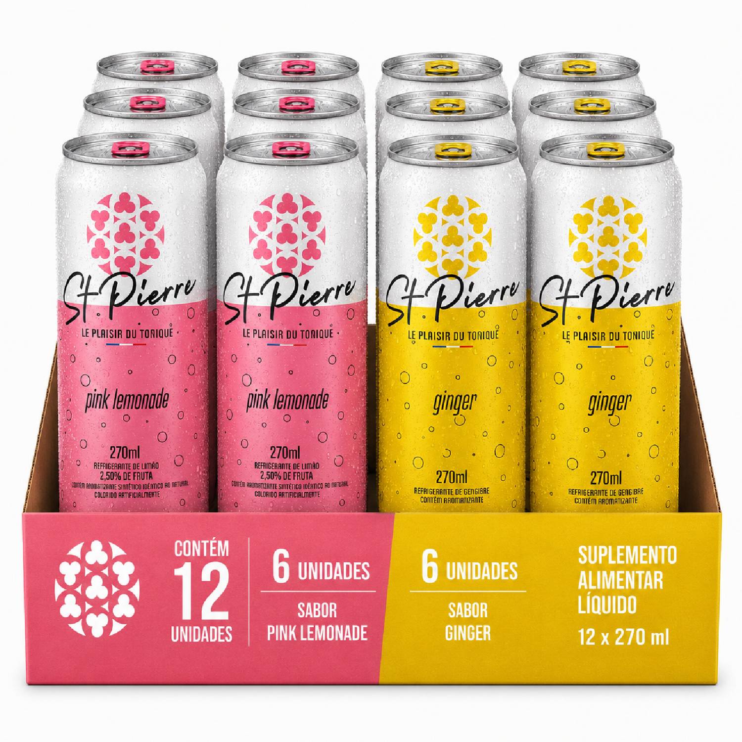 Kit 12 St PIERRE Misto 6 Pink Lemonade + 6 Ginger 270ml