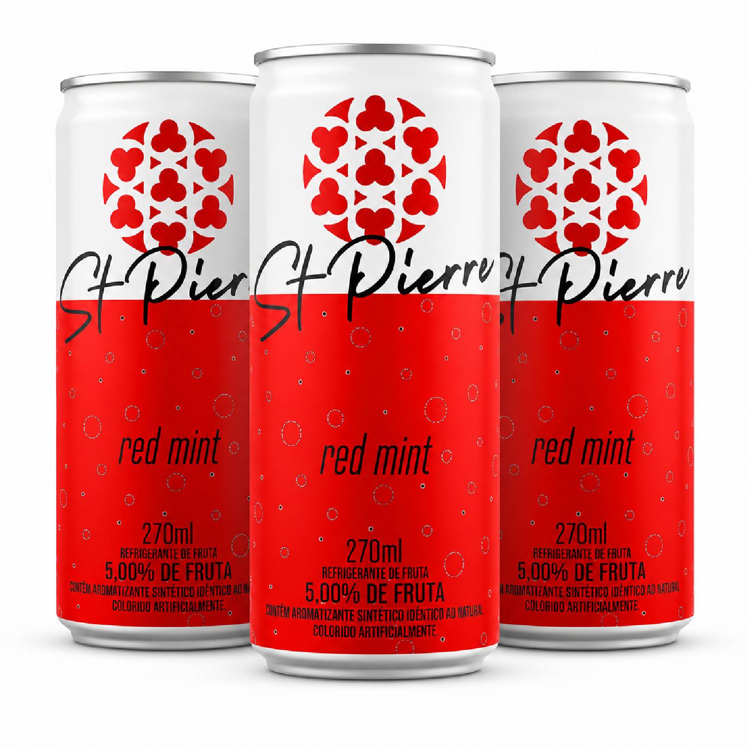 Kit 3 Bebida Zero ST PIERRE Red Mint 310ml