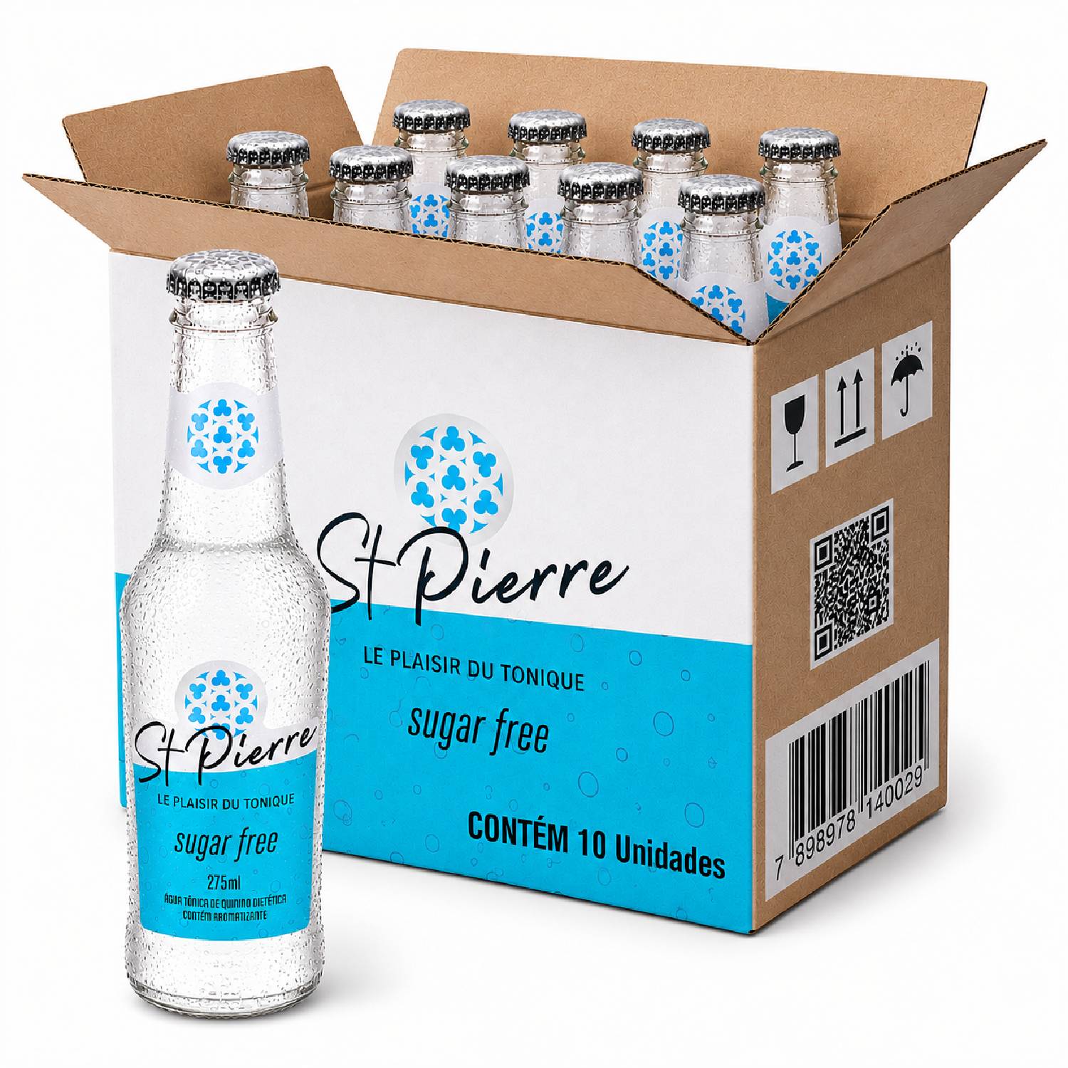 Kit 10 Água Tônica Sugar Free ST PIERRE 275ml Long Neck