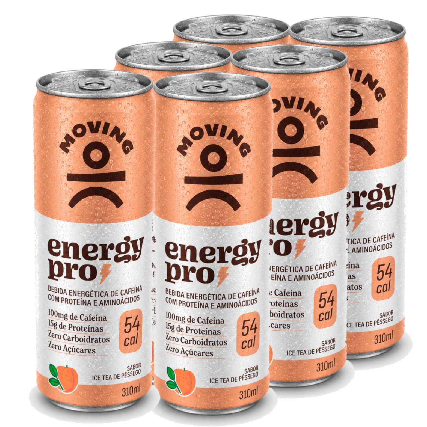 Kit 6 Bebida Protein Energy PRO MOVING Ice Tea Pêssego 310ml