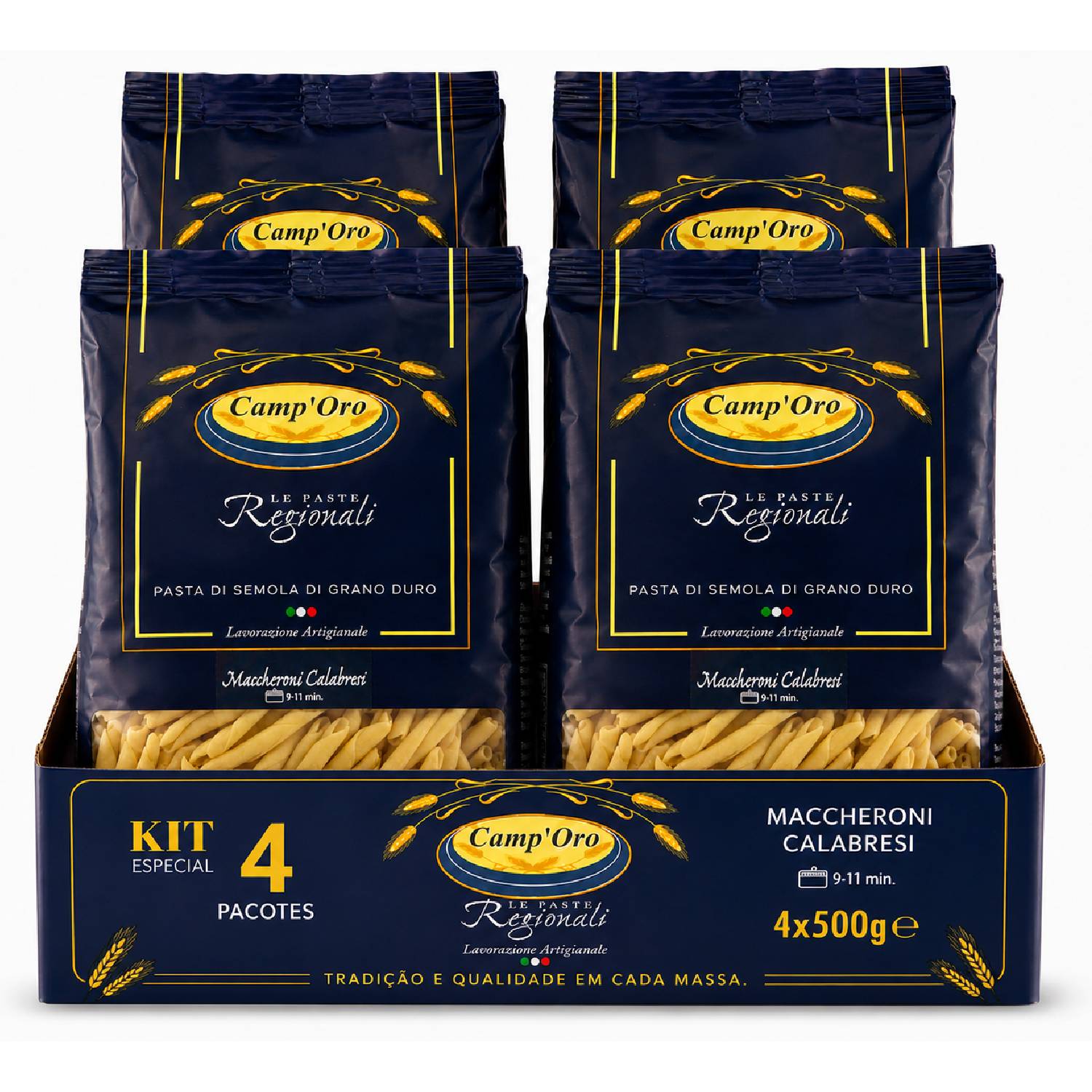 Kit 4 Massa Premium Maccheroni Calabresi CAMP'ORO 500g