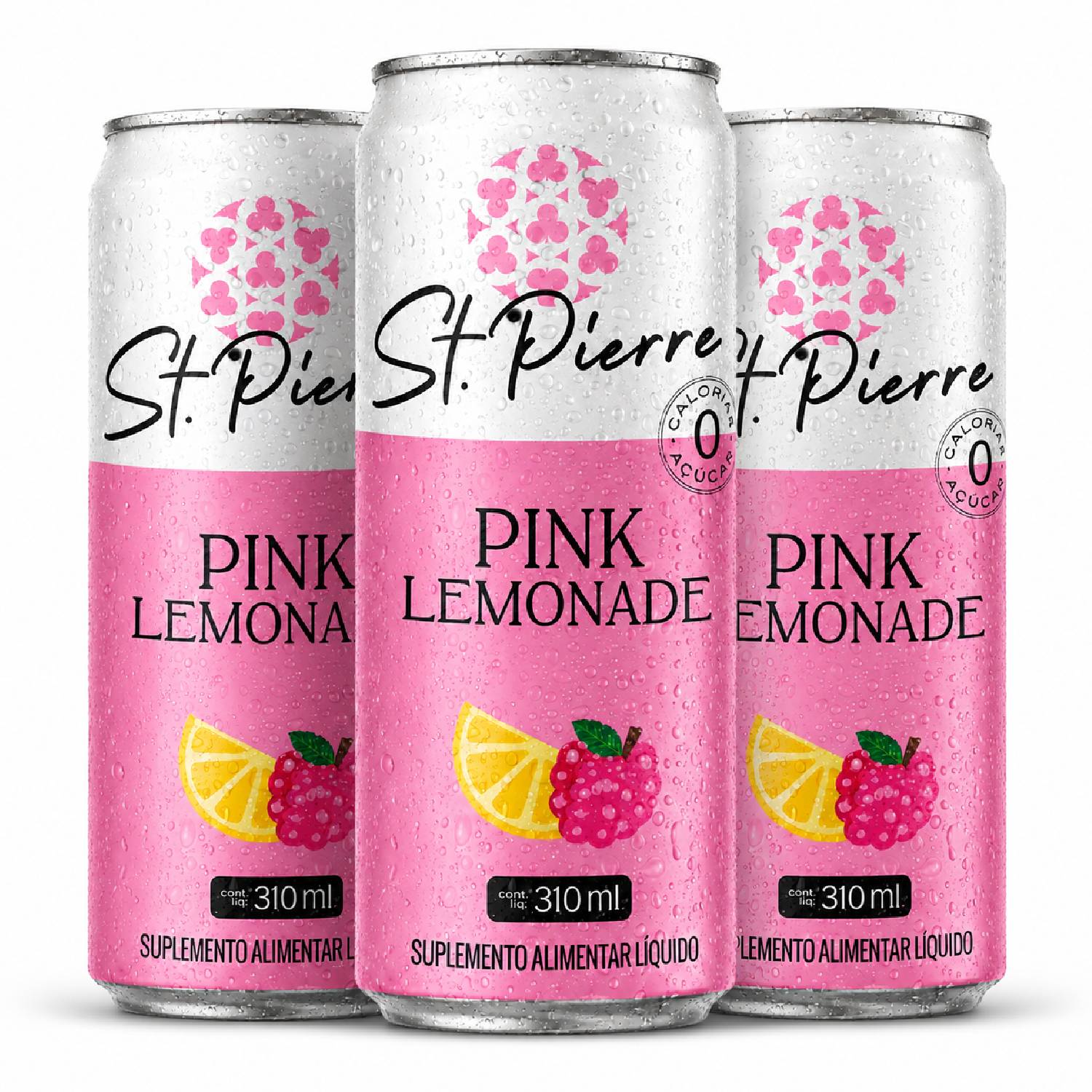 Kit 3 Bebida Zero ST PIERRE Pink Lemon 310ml
