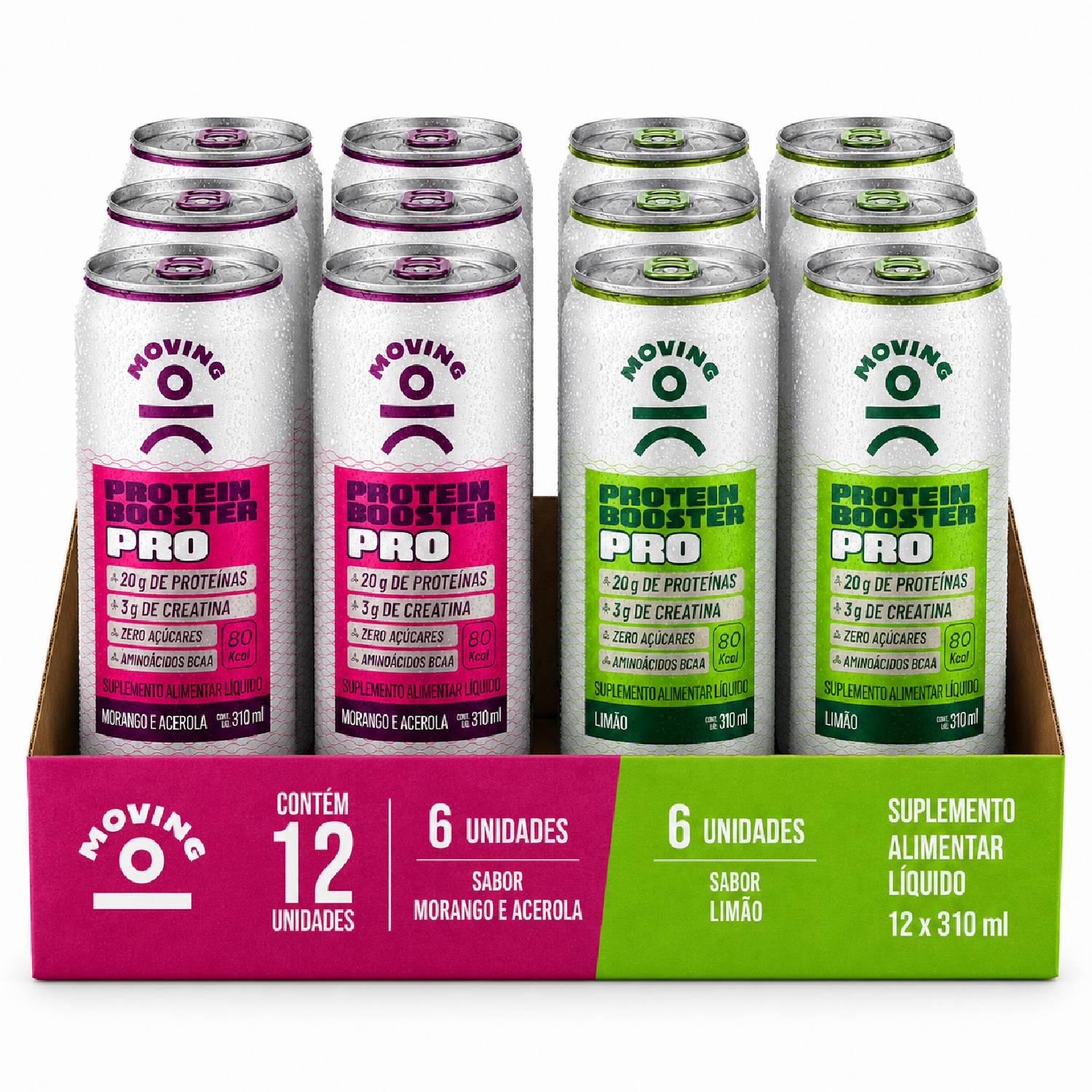 Kit Misto 12 Protein MOVING 6 Morango + 6 Limão 310ml