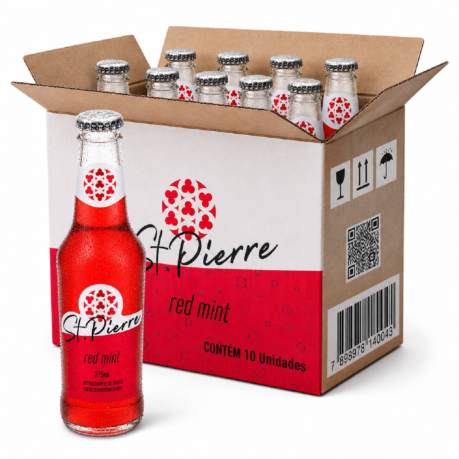 Kit 10 Refrigerante Red Mint ST PIERRE 275ml L Neck