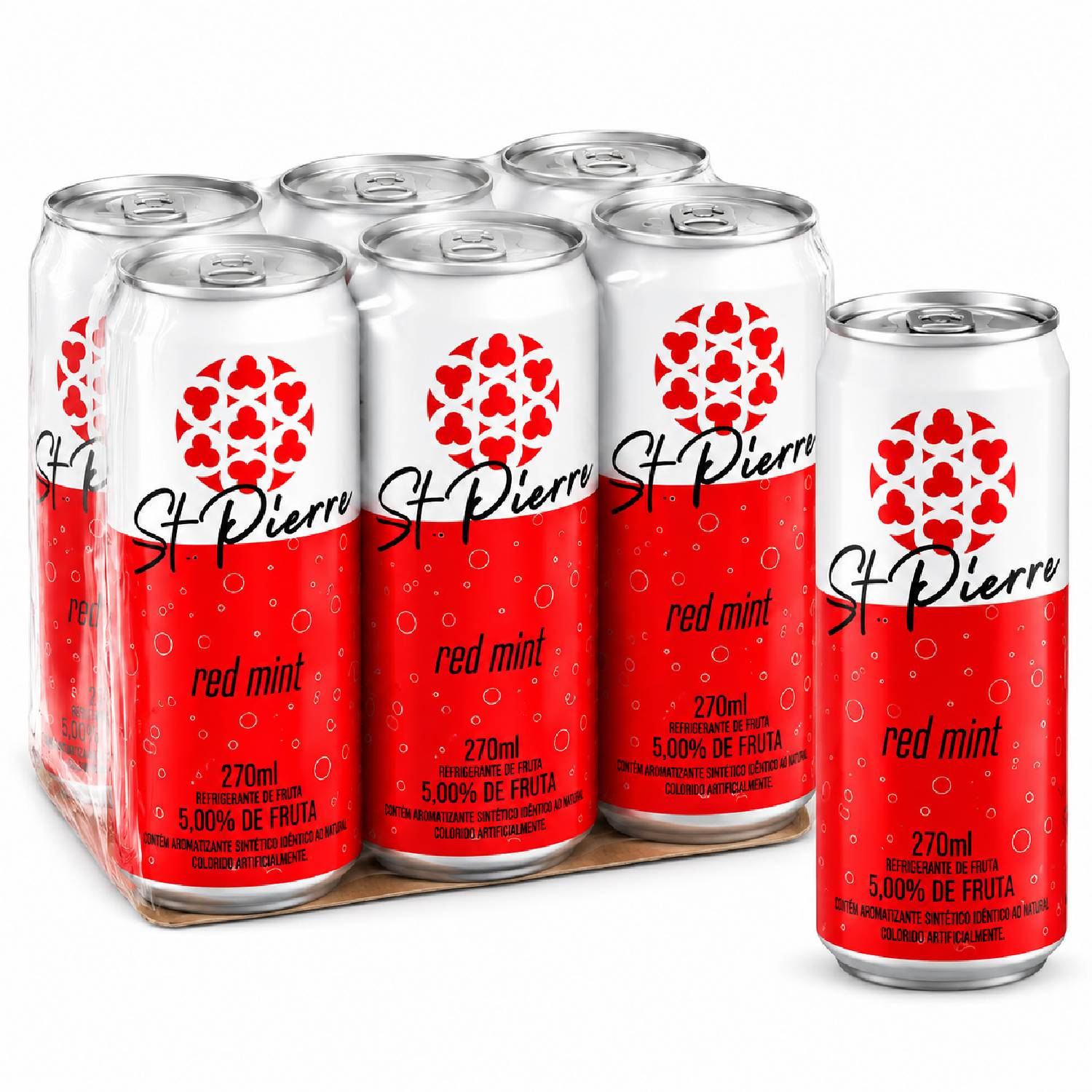 kit 6 Refrigerante de Fruta ST PIERRE Red Mint 270ml