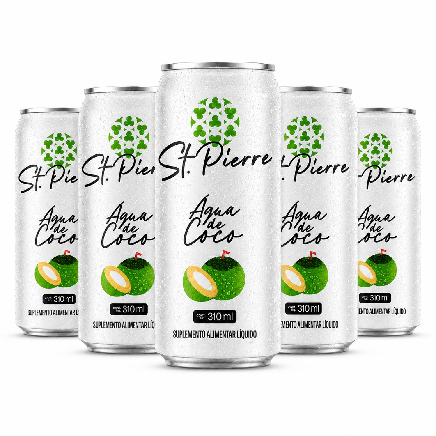 Kit 5 Bebida Zero Açucar ST PIERRE Água de Coco 310ml