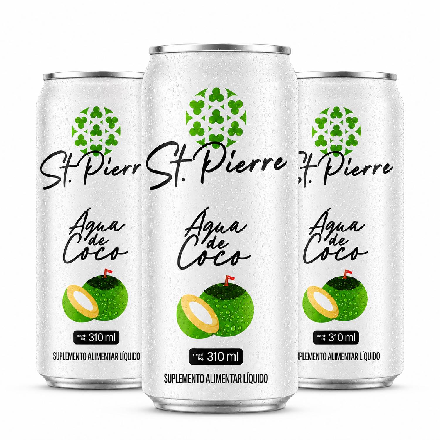 Kit 3 Bebida Zero Açucar ST PIERRE Água de Coco 310ml