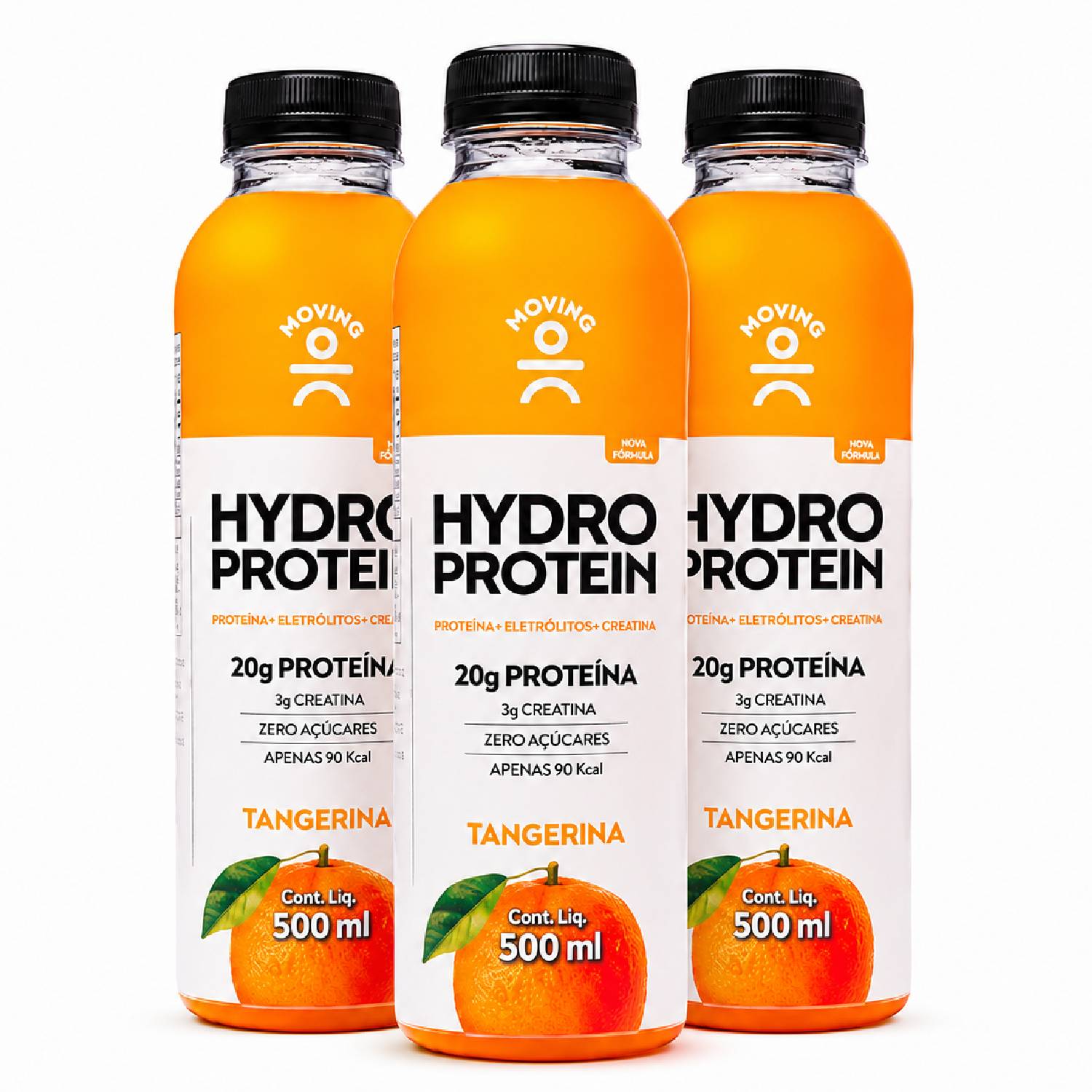 Kit 3 Bebida MOVING Hydro Protein 20g Tangerina Zero 500ml