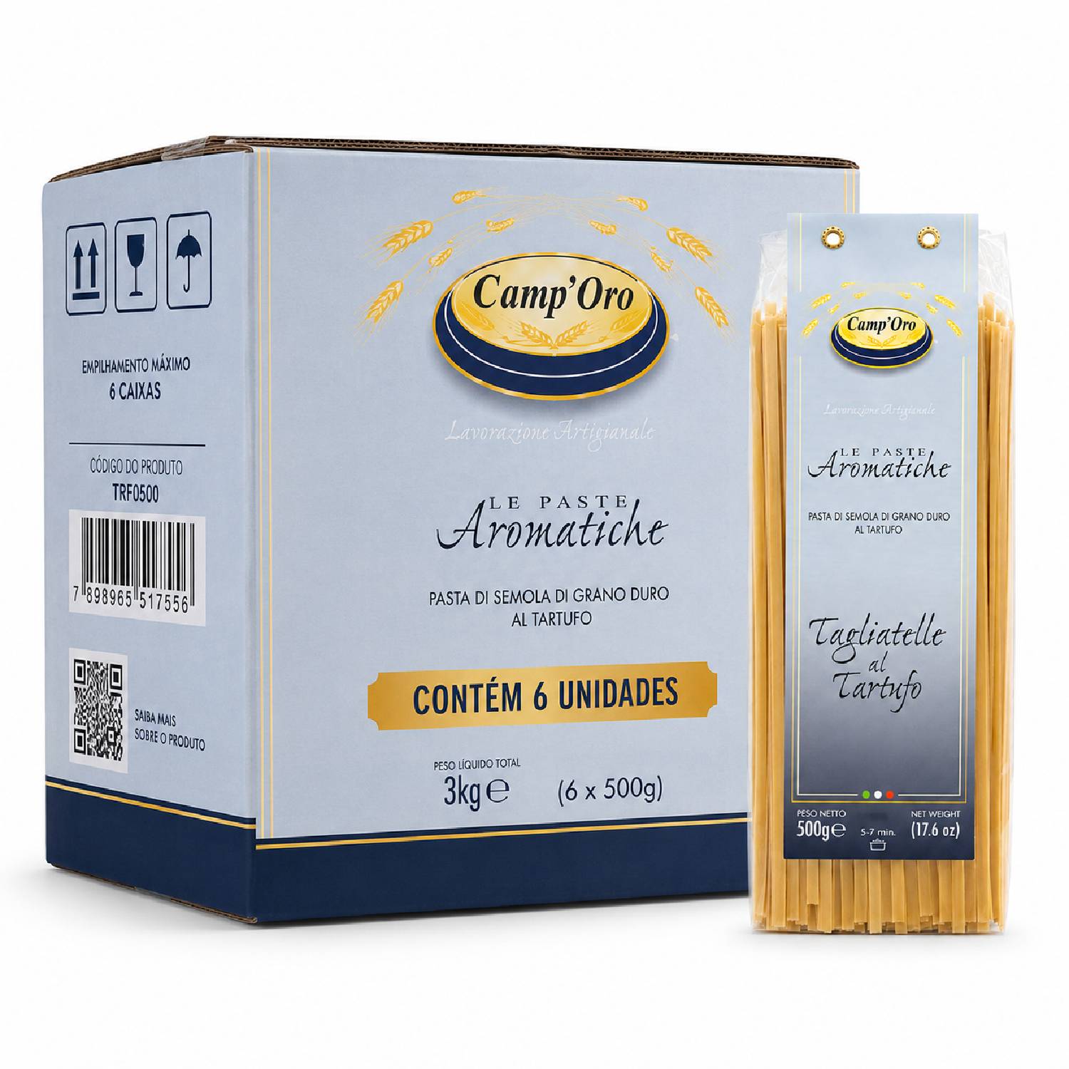 Kit 6 Massa Premium Tagliatelle Al Tartufo CAMP'ORO 500g