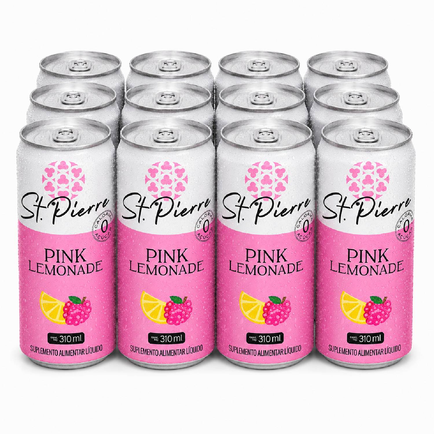 Kit 12 Bebida Zero ST PIERRE Pink Lemon 310ml