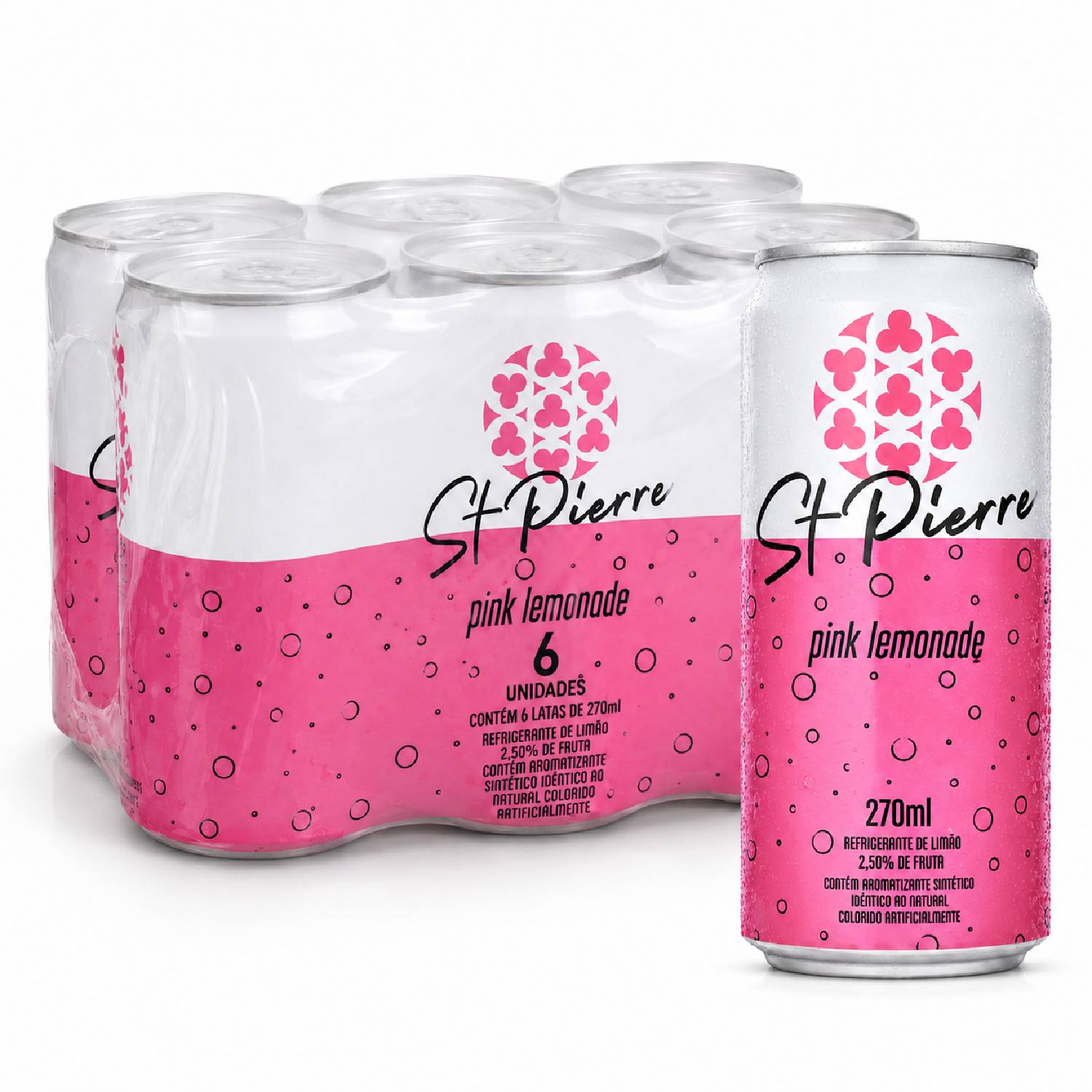 Kit 6 Refrigerante Pink Lemonade St PIERRE Lata 270ml