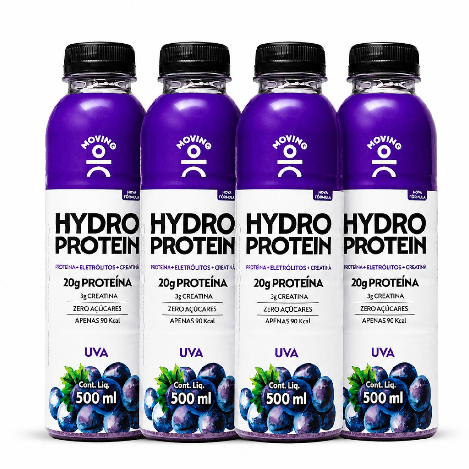 Kit 4 Bebida MOVING Hydro Protein 20g Uva Zero 500ml