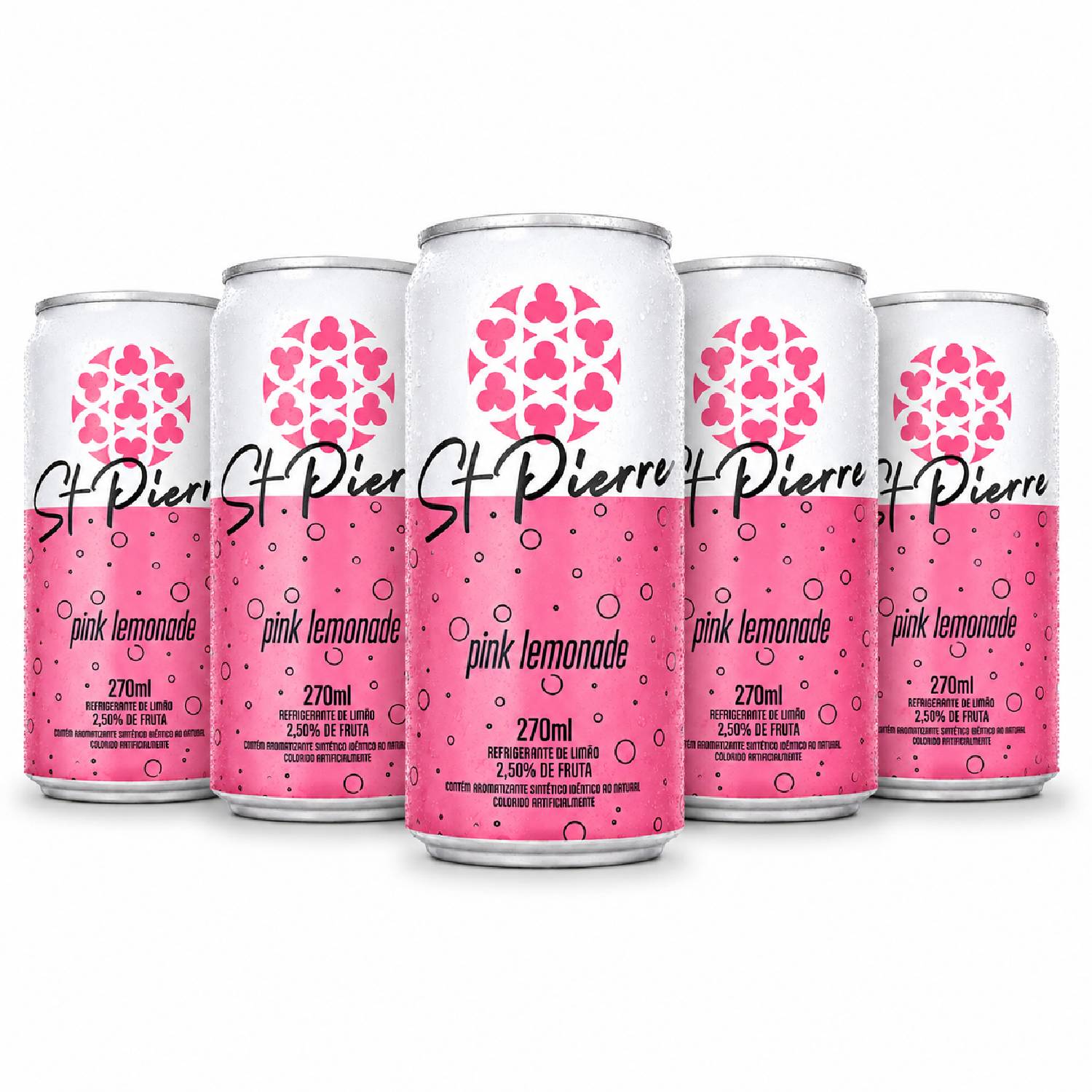 Kit 5 Refrigerante Pink Lemonade St PIERRE Lata 270ml