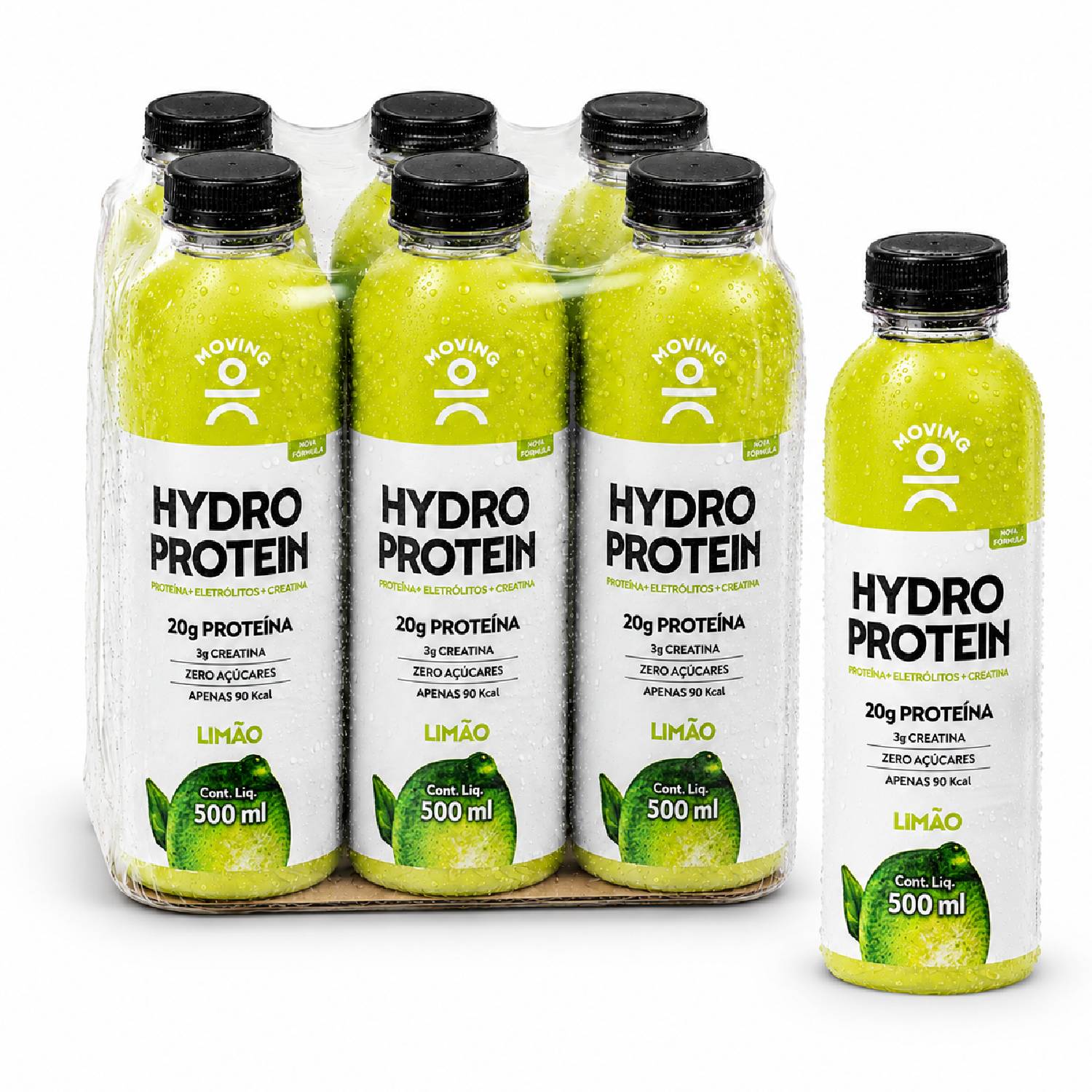 Kit 6 Bebida MOVING Hydro Protein 20g Limão Zero Açucar 500ml