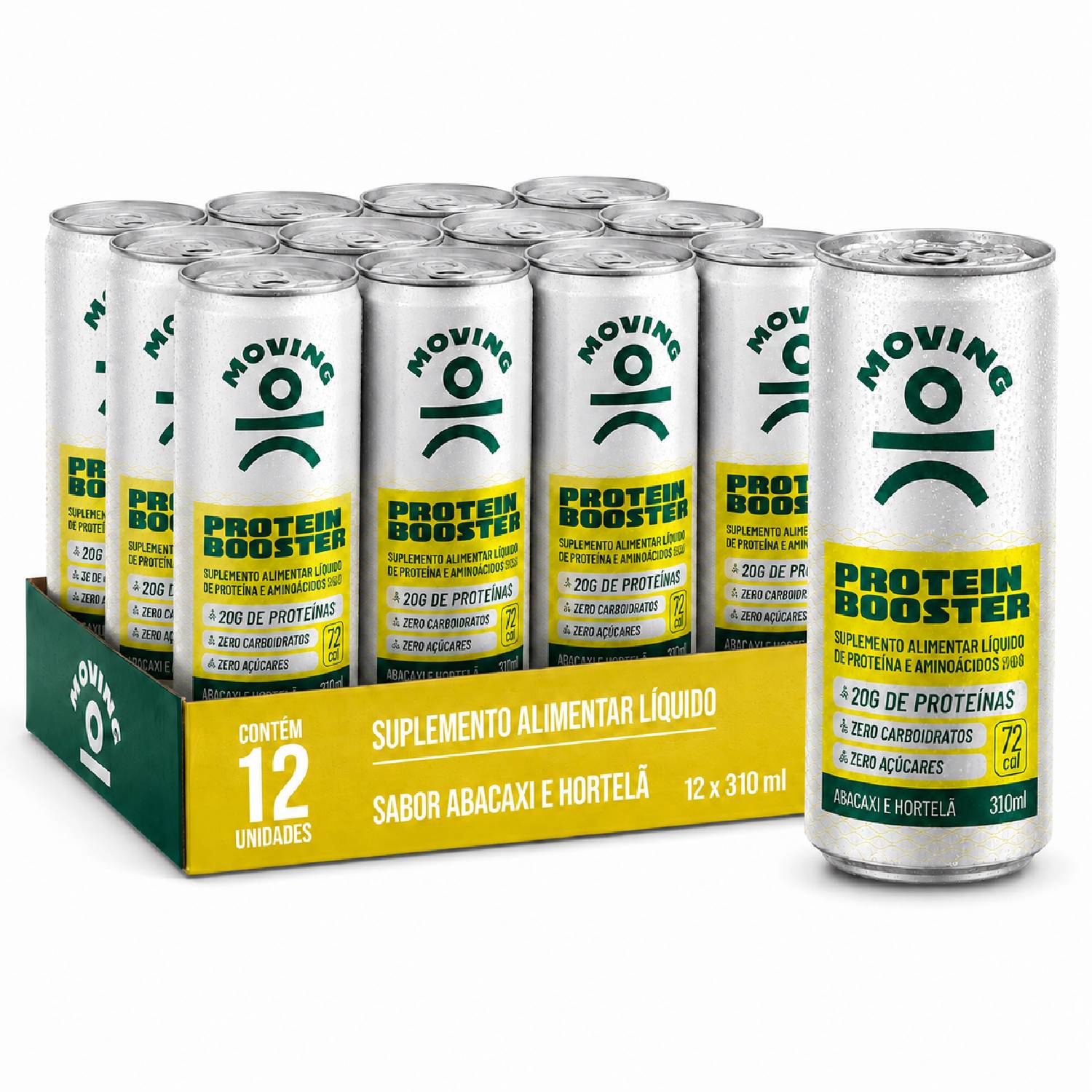 Kit 12 Bebida Protein Booster MOVING Abacaxi & Hortelã 310ml