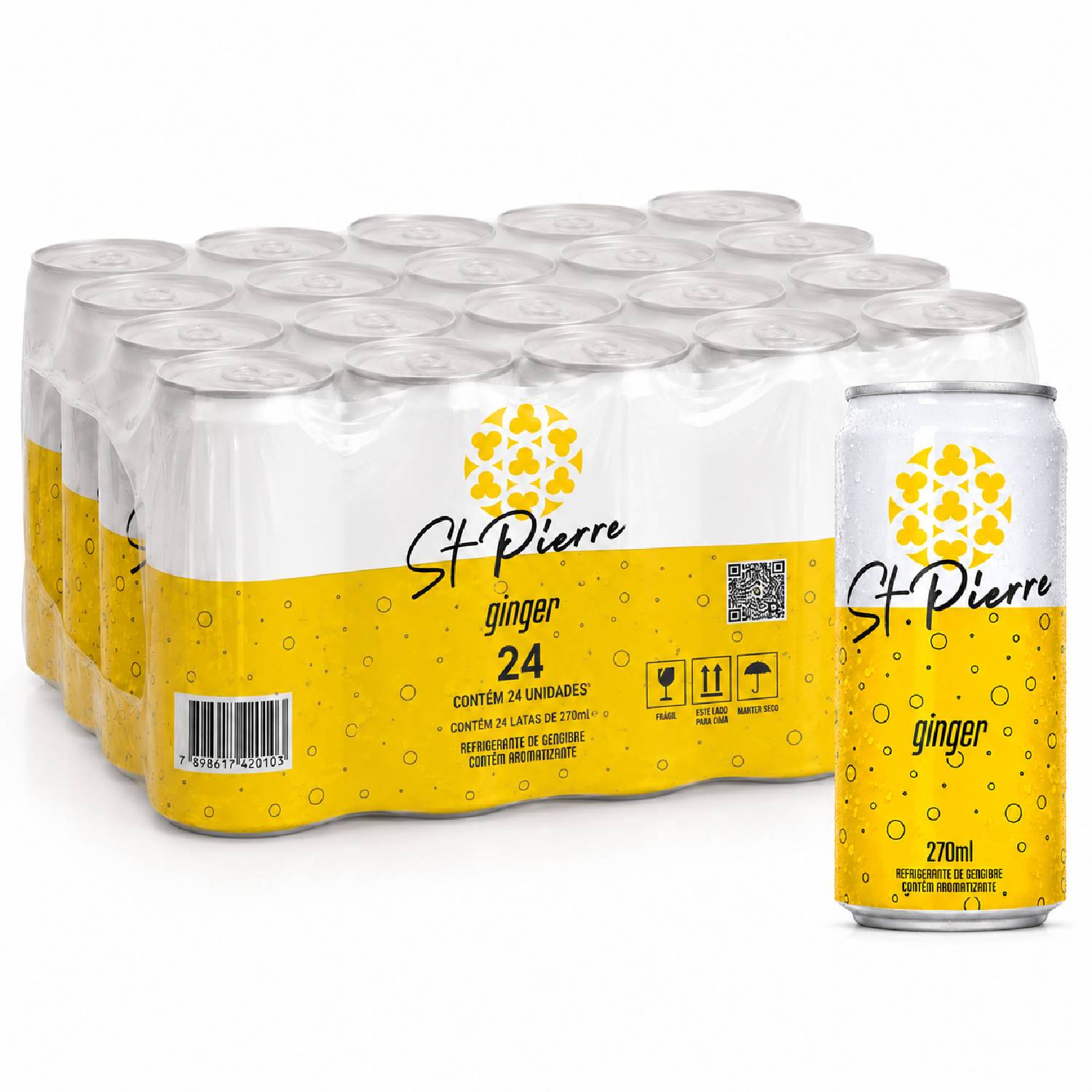 Kit 24 Refrigerante de Gengibre St Pierre Ginger 270ml Lata