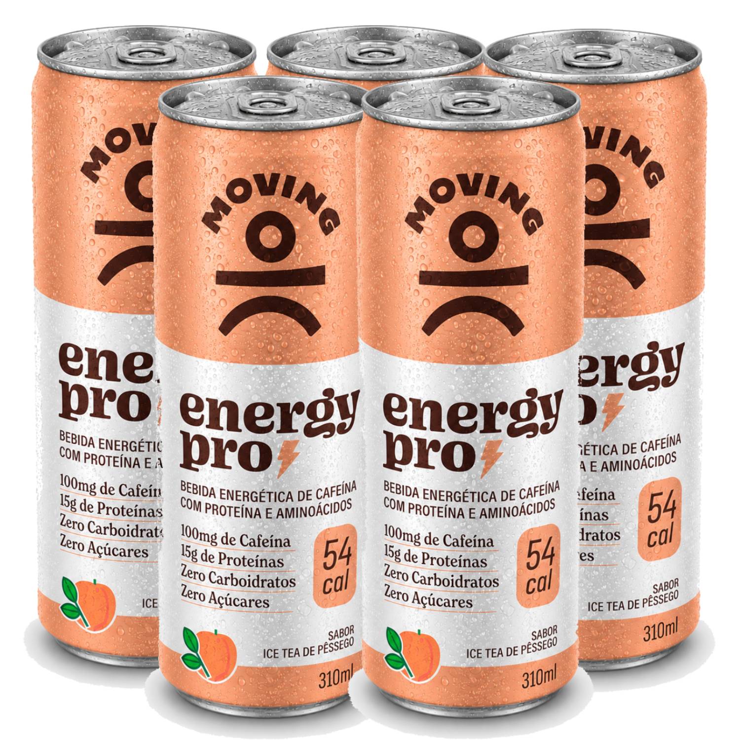 Kit 5 Bebida Protein Energy PRO MOVING Ice Tea Pêssego 310ml