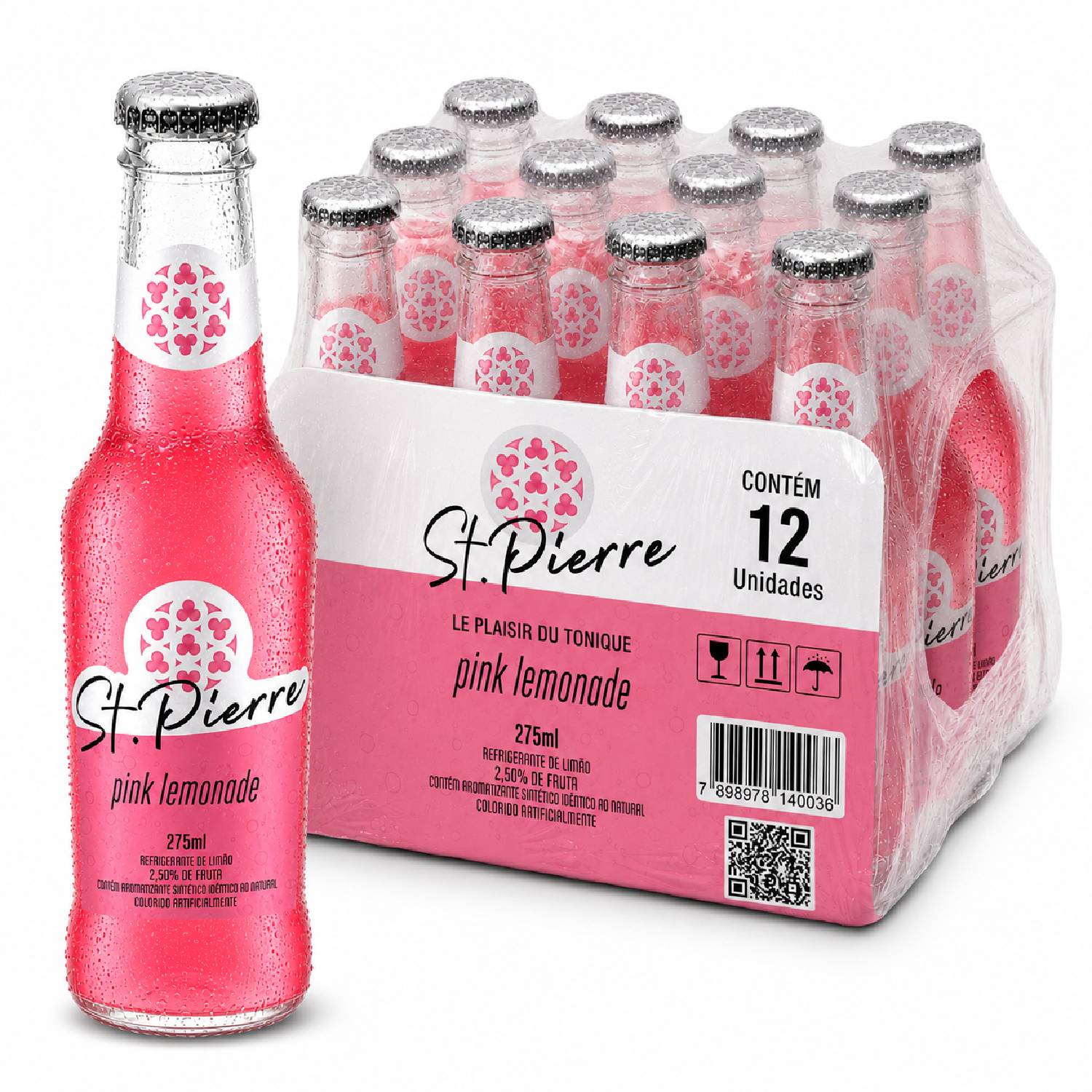 Kit 12 Refrigerante Pink Lemonade ST PIERRE L Neck 275ml