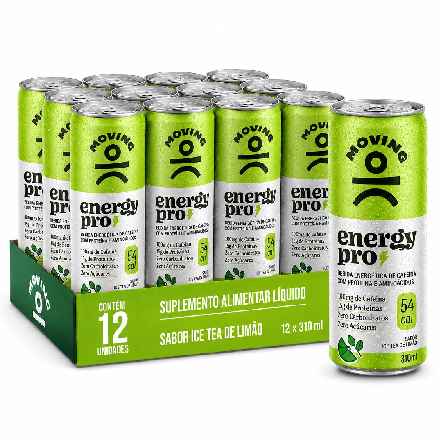 Kit 12 Bebida Protein Energy PRO MOVING Ice Tea Limão 310ml