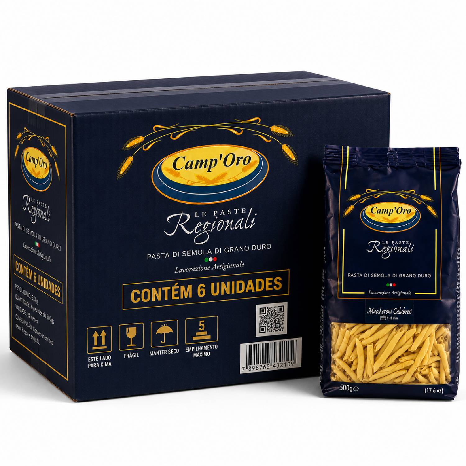 Kit 6 Massa Premium Maccheroni Calabresi CAMP'ORO 500g