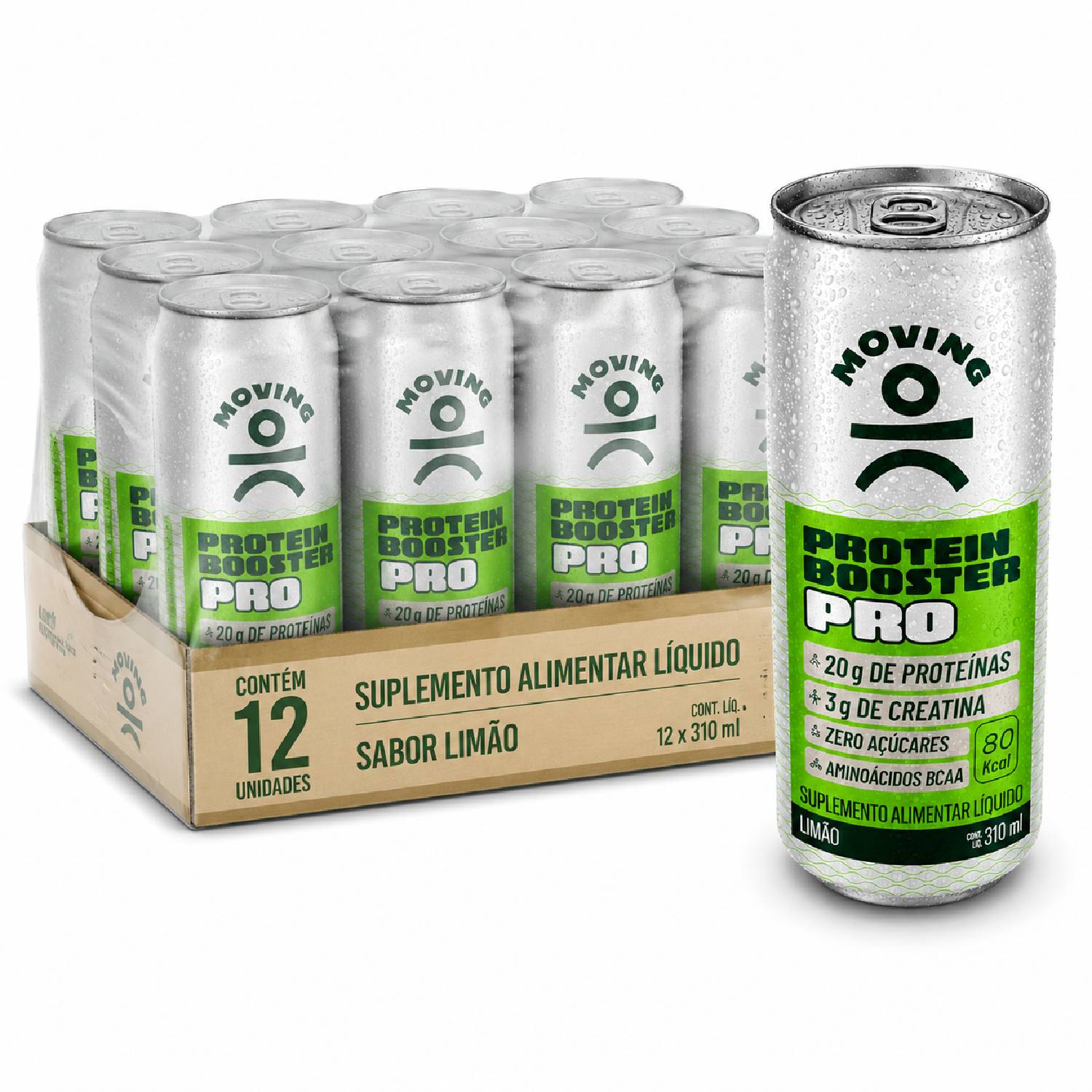 Kit 12 Bebida Protein Booster MOVING PRO LIMÃO 310ml